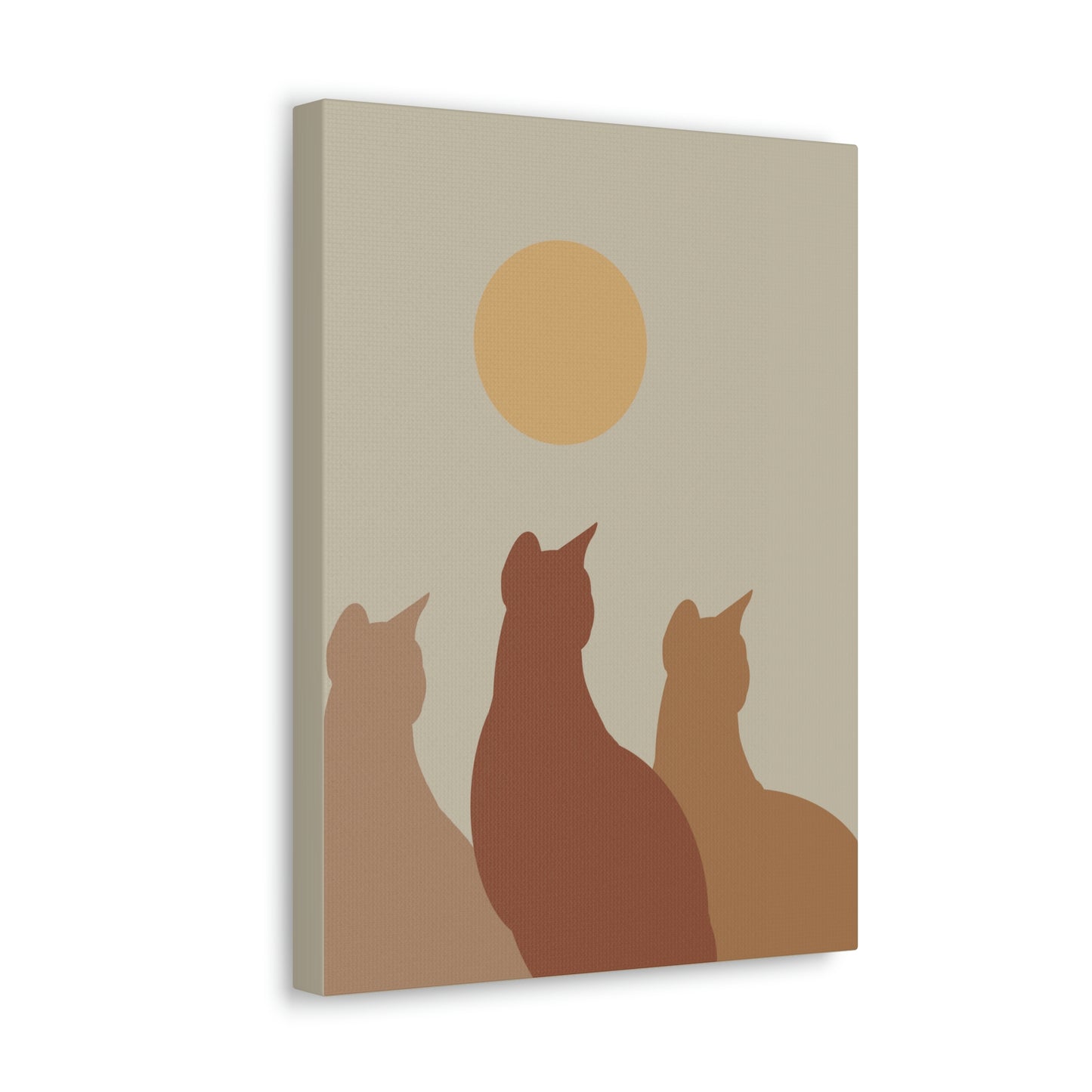 Abstract Boho Cats Relaxed Aesthetic Beige Minimalist Classic Art Canvas Gallery Wraps