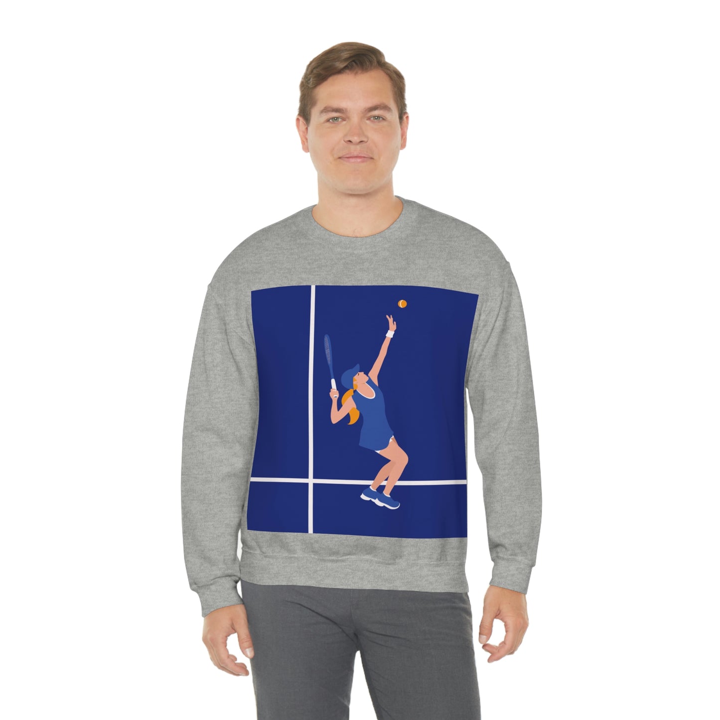 Tennis Player Blue Art Sports Team Unisex Heavy Blend™ Crewneck Sweatshirt