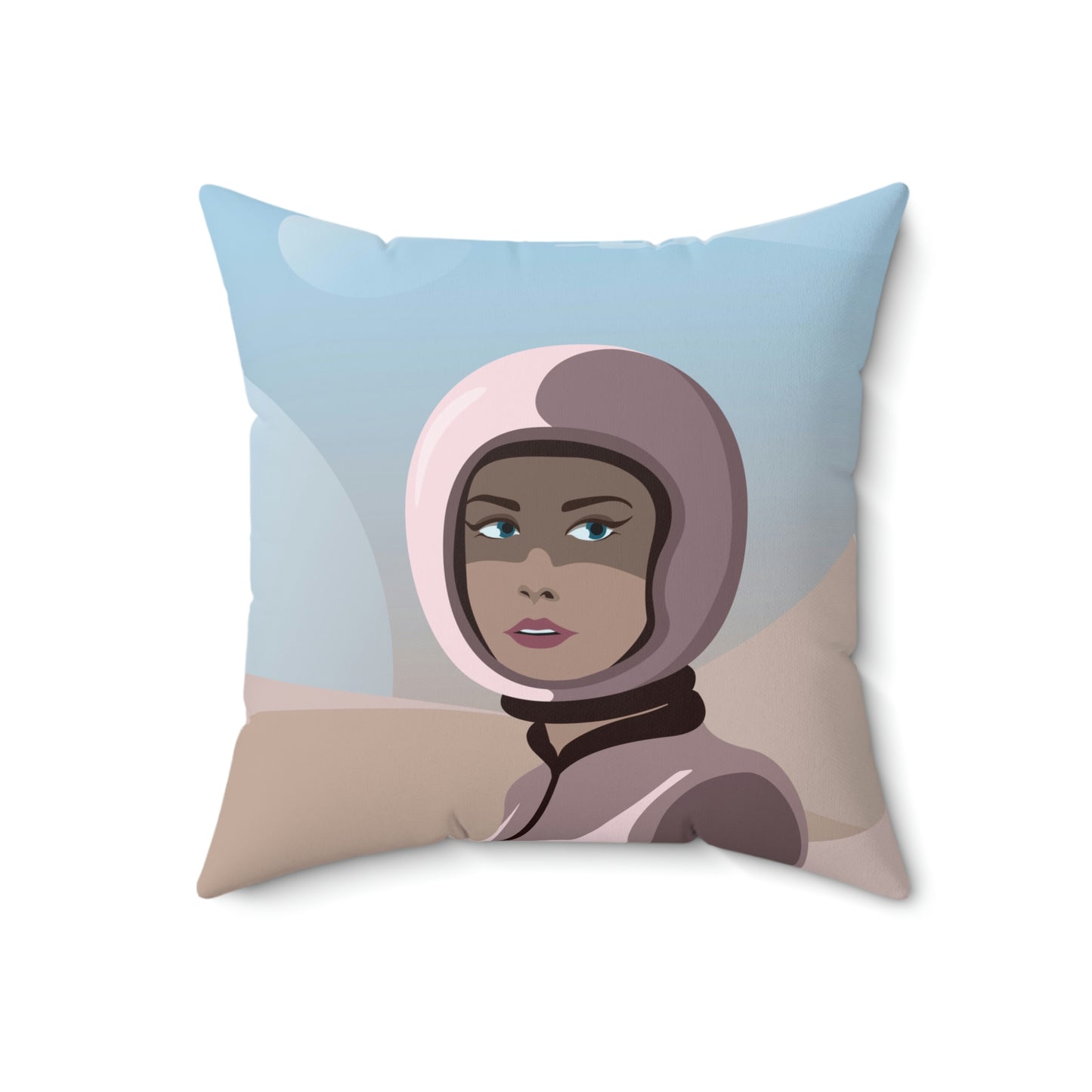 Astronaut Woman Aliens Minimal Art Aesthetic Spun Polyester Square Pillow