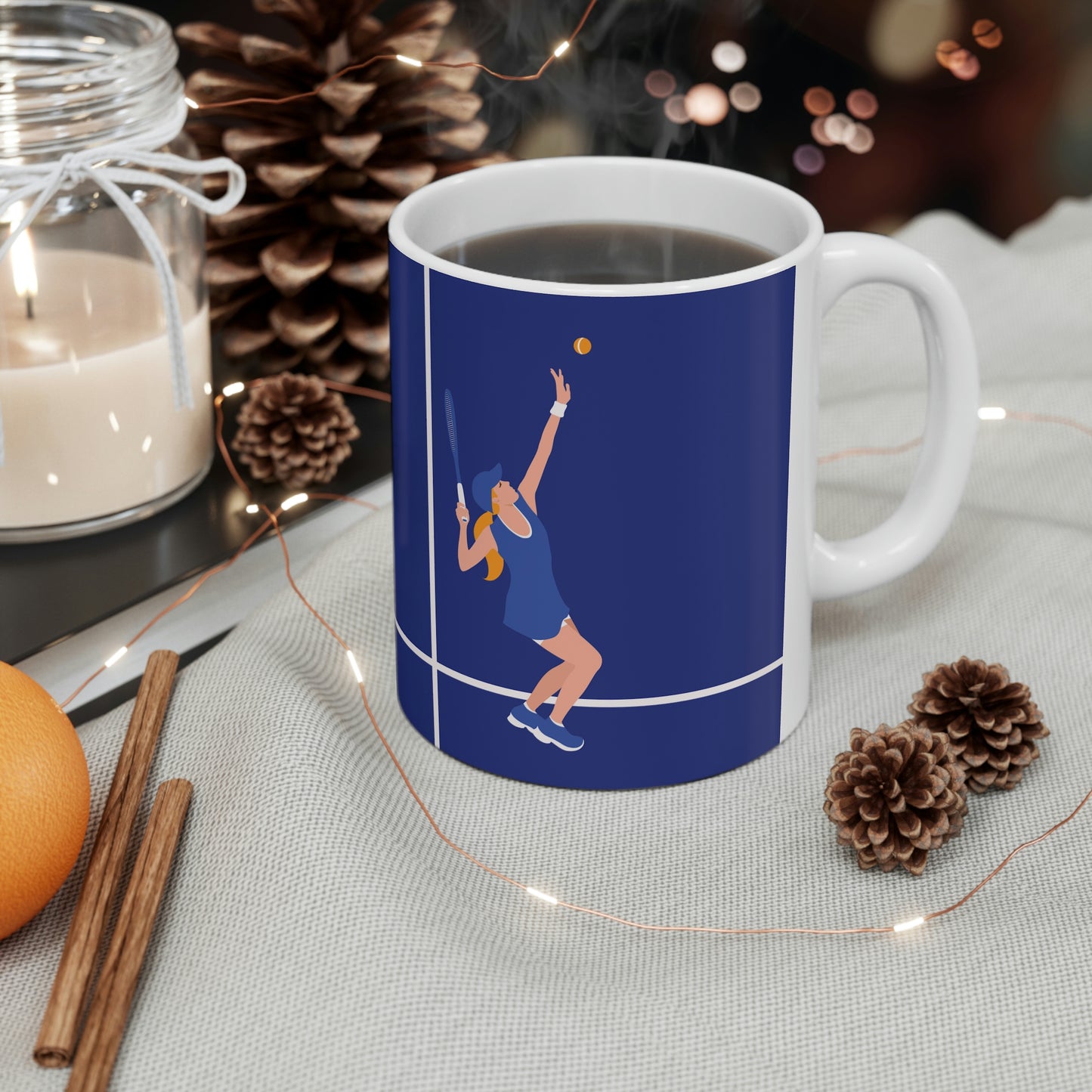 Tennis Player Blue Art Sports Team Ceramic Mug 11oz