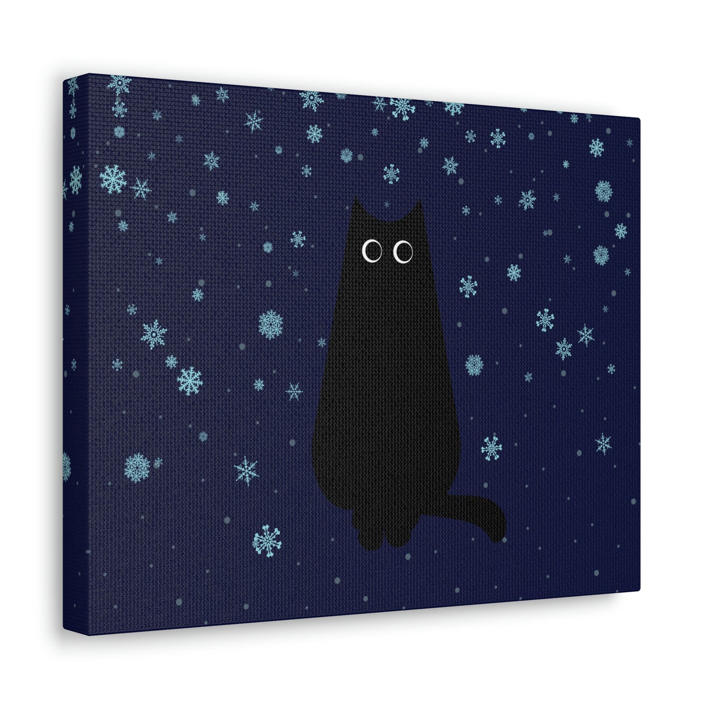 Black Cat Winter Snowflake Anime Art Classic Art Canvas Gallery Wraps