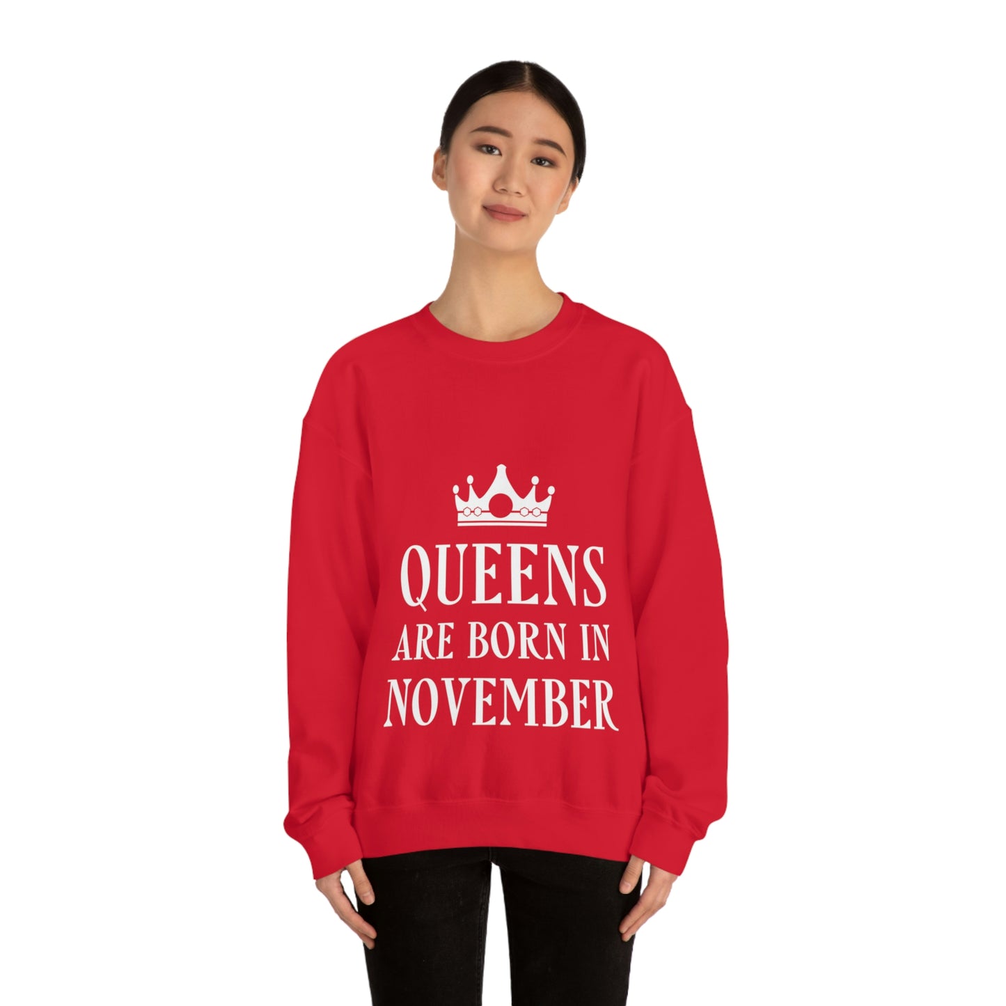 Queens Are Born in November Happy Birthday Unisex Heavy Blend™ Crewneck Sweatshirt