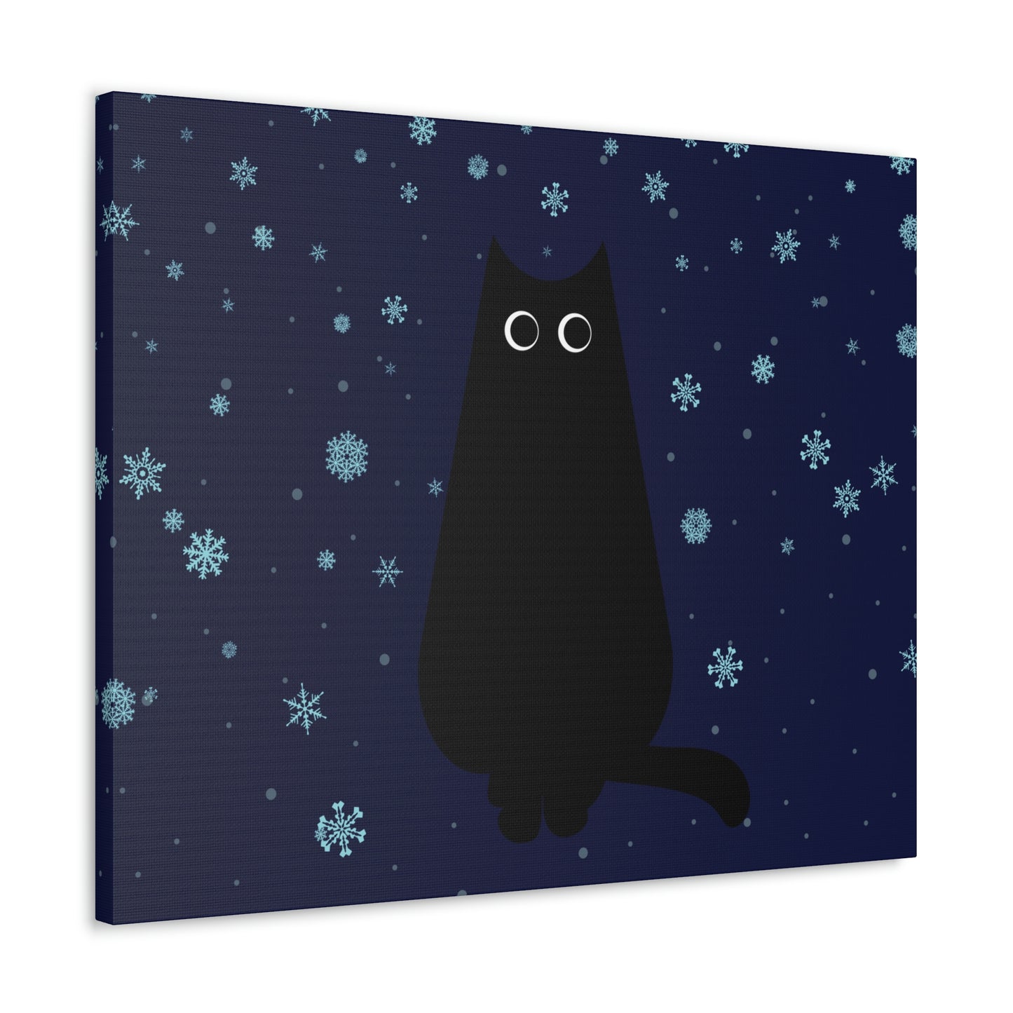 Black Cat Winter Snowflake Anime Art Classic Art Canvas Gallery Wraps