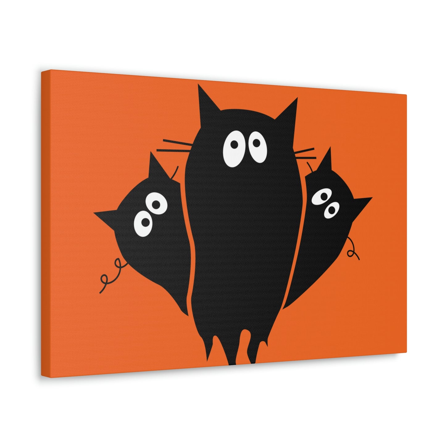 Funny Black Cats Lovers Watching Eyes Cartoon Halloween Meme Aesthetic Classic Art Canvas Gallery Wraps