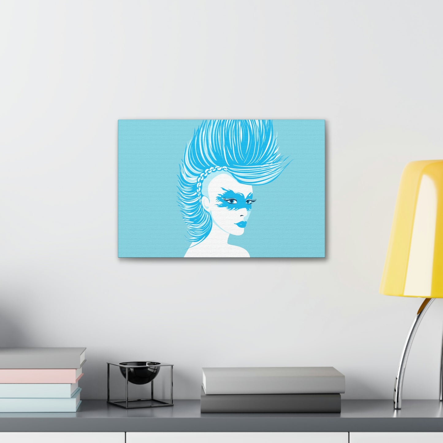 Blue Punk Woman Art Unique Edgy Graphic Aesthetic Classic Art Canvas Gallery Wraps