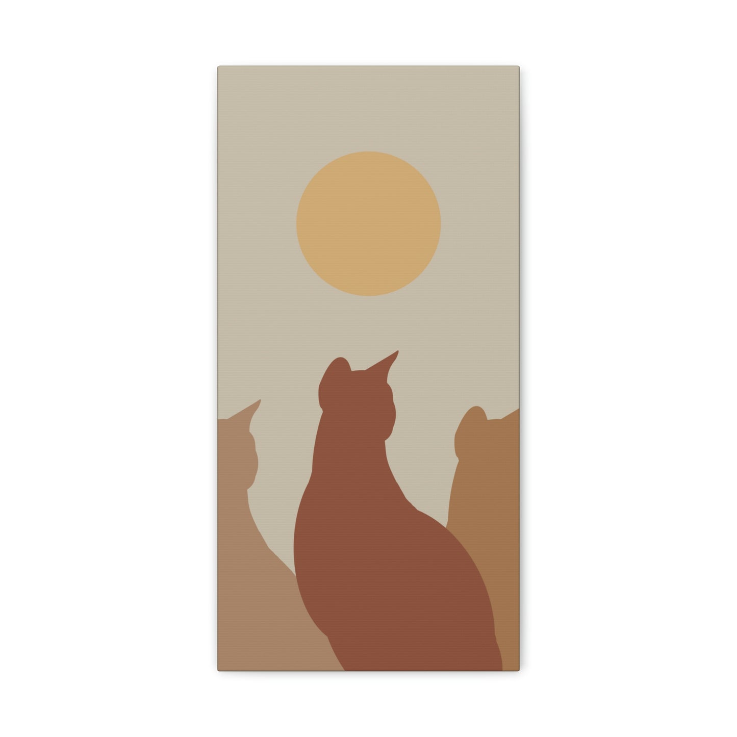 Abstract Boho Cats Relaxed Aesthetic Beige Minimalist Classic Art Canvas Gallery Wraps