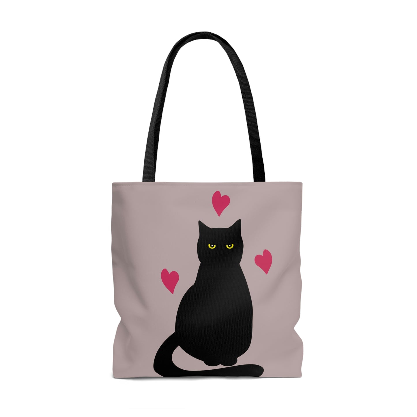 Black Cat with Heart Love Aesthetic Art AOP Tote Bag