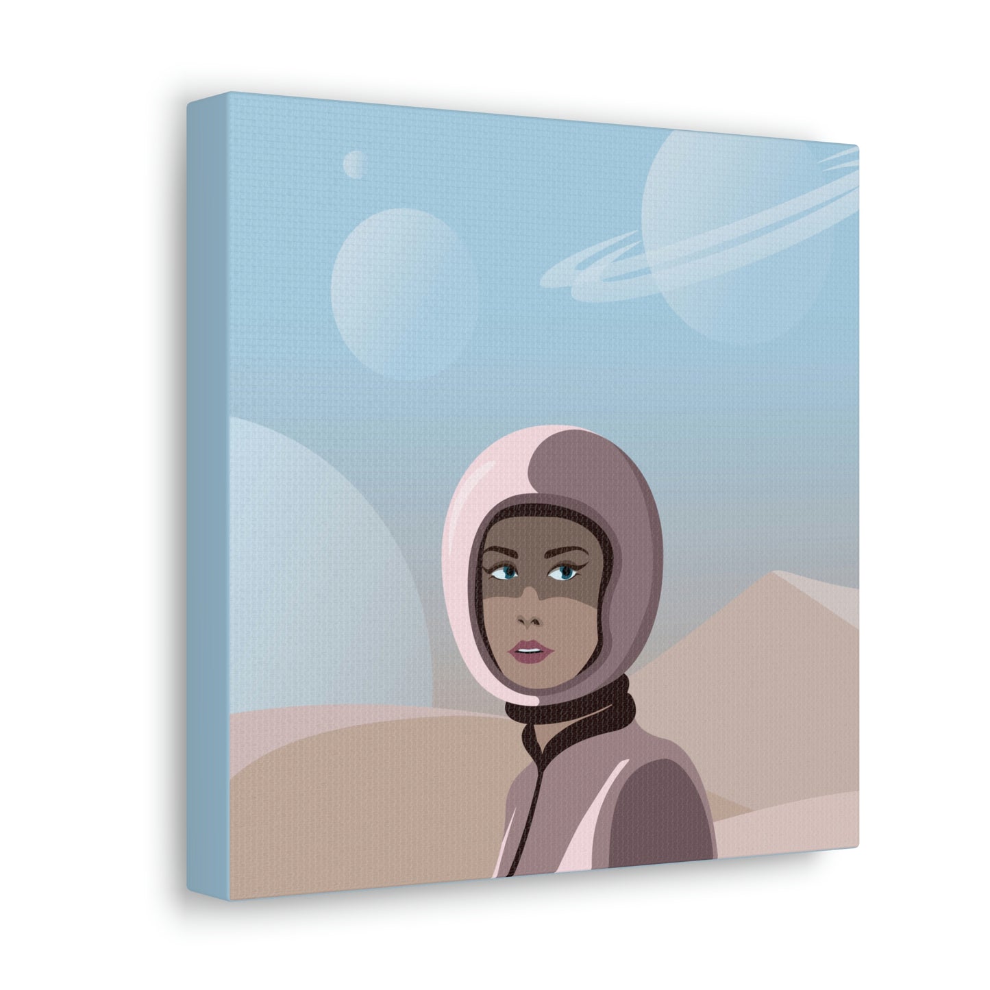 Astronaut Woman Aliens Minimal Aesthetic Classic Art Canvas Gallery Wraps