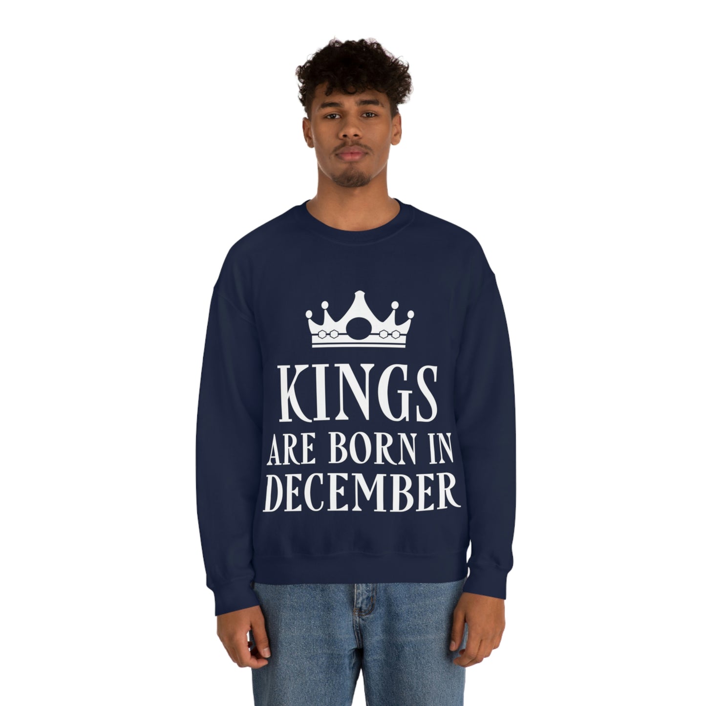 Kings Are Born in December Happy Birthday Unisex Heavy Blend™ Crewneck Sweatshirt