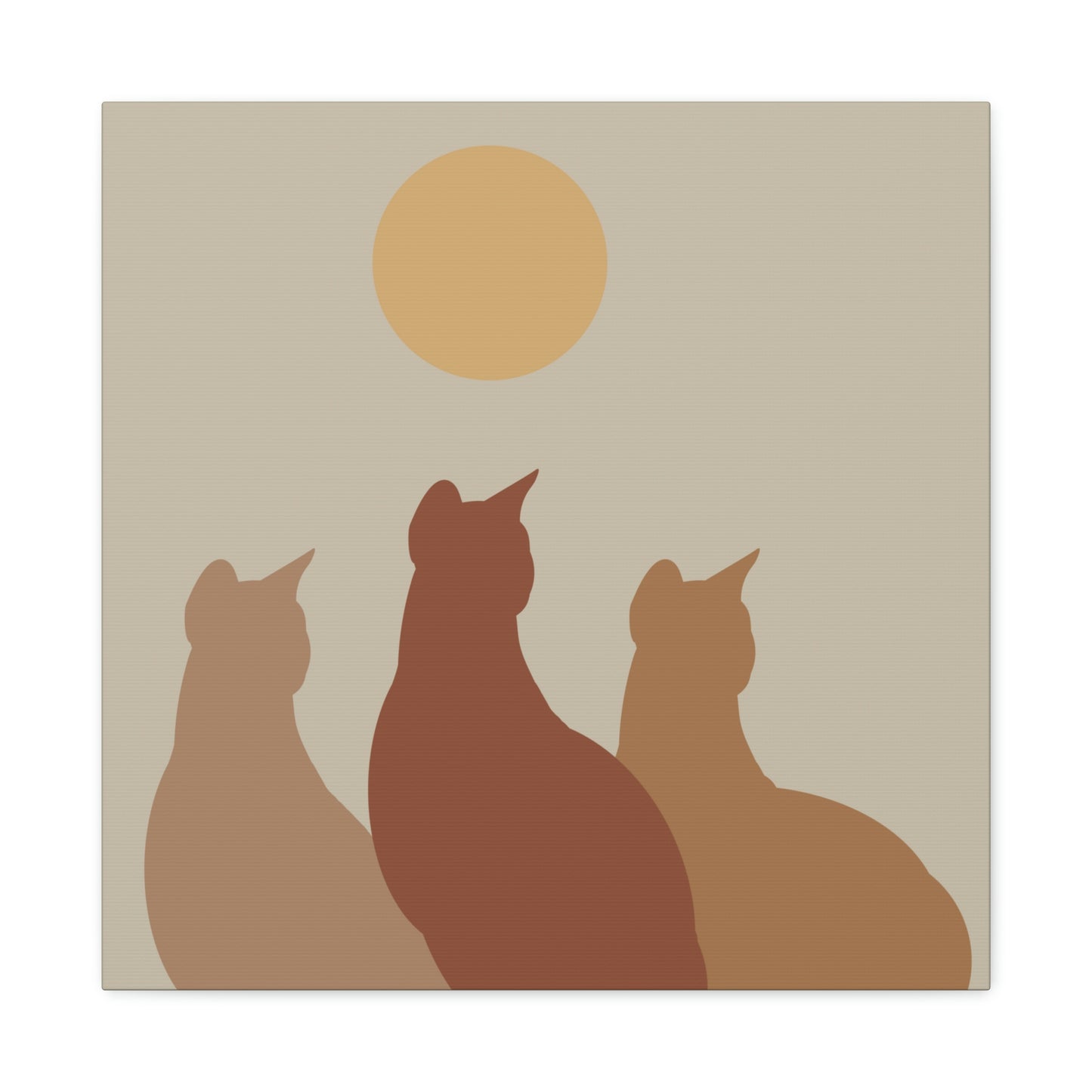 Abstract Boho Cats Relaxed Aesthetic Beige Minimalist Classic Art Canvas Gallery Wraps