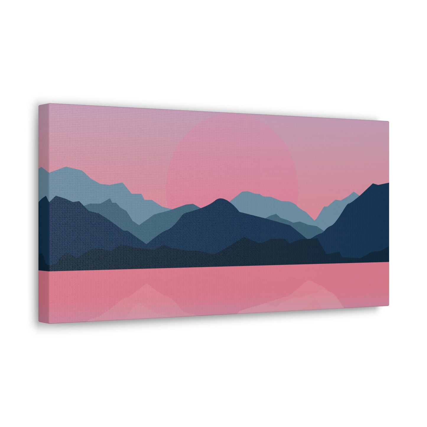 Landscape Mountains Nature Watercolor Sunset Water Classic Art Canvas Gallery Wraps