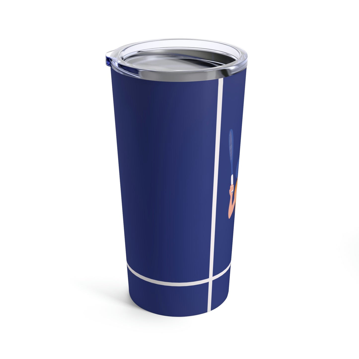 Tennis Player Blue Art Sports Team Stainless Steel Hot or Cold Vacuum Tumbler 20oz