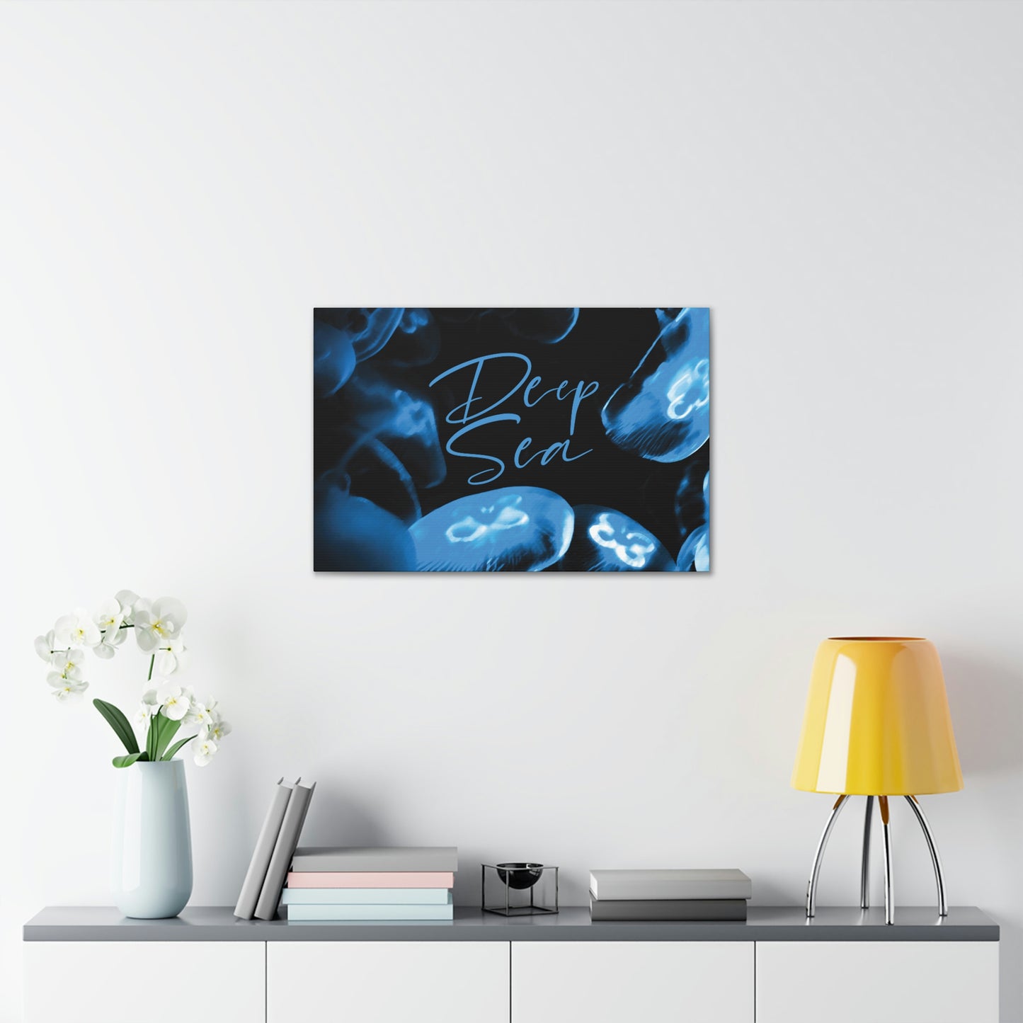 Deep Sea Jellyfish Silhouette Eco Friendly Life Sign Aesthetic Classic Art Canvas Gallery Wraps