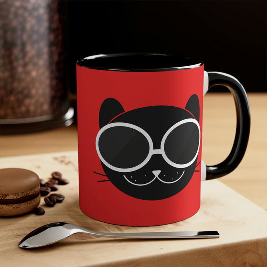 Anime Cute Black Cat Minimal Art Classic Accent Coffee Mug 11oz