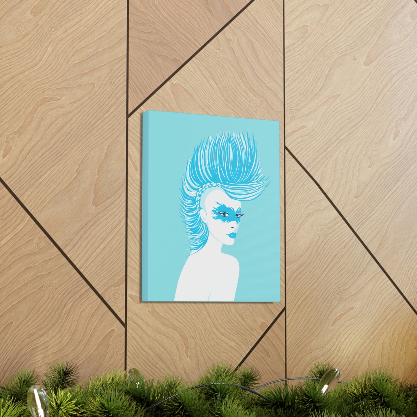 Blue Punk Woman Art Unique Edgy Graphic Aesthetic Classic Art Canvas Gallery Wraps