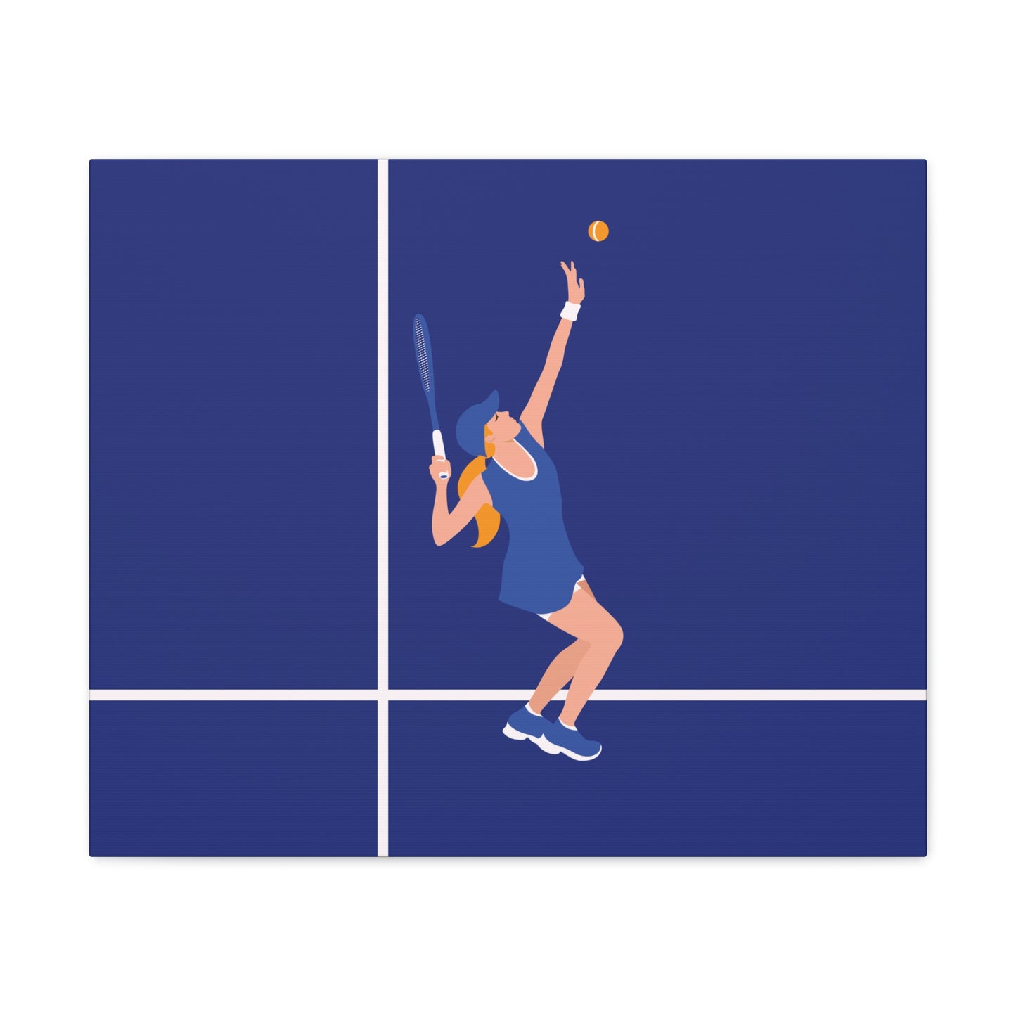 Tennis Player Blue Art Sports Team Classic Art Canvas Gallery Wraps