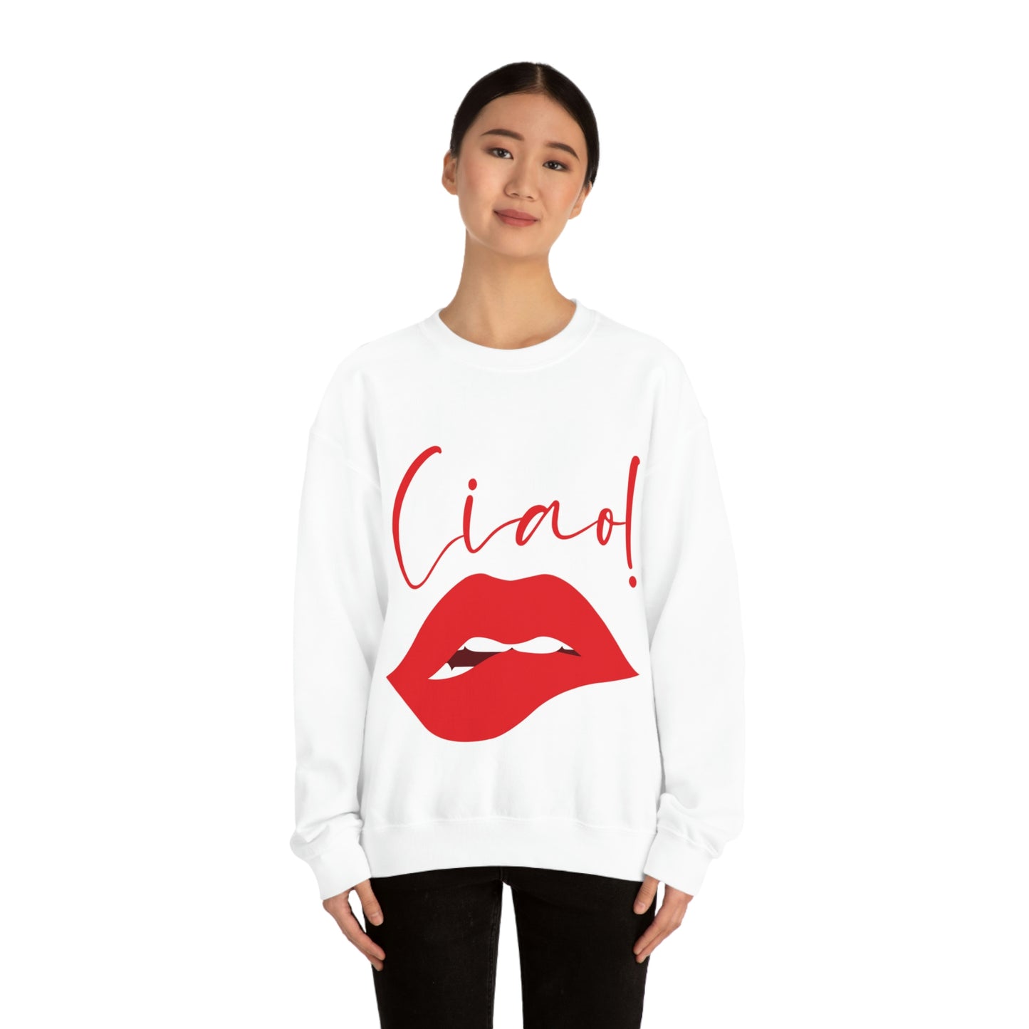 Ciao Hello Goodbye Red Lips Lipstick Unisex Heavy Blend™ Crewneck Sweatshirt