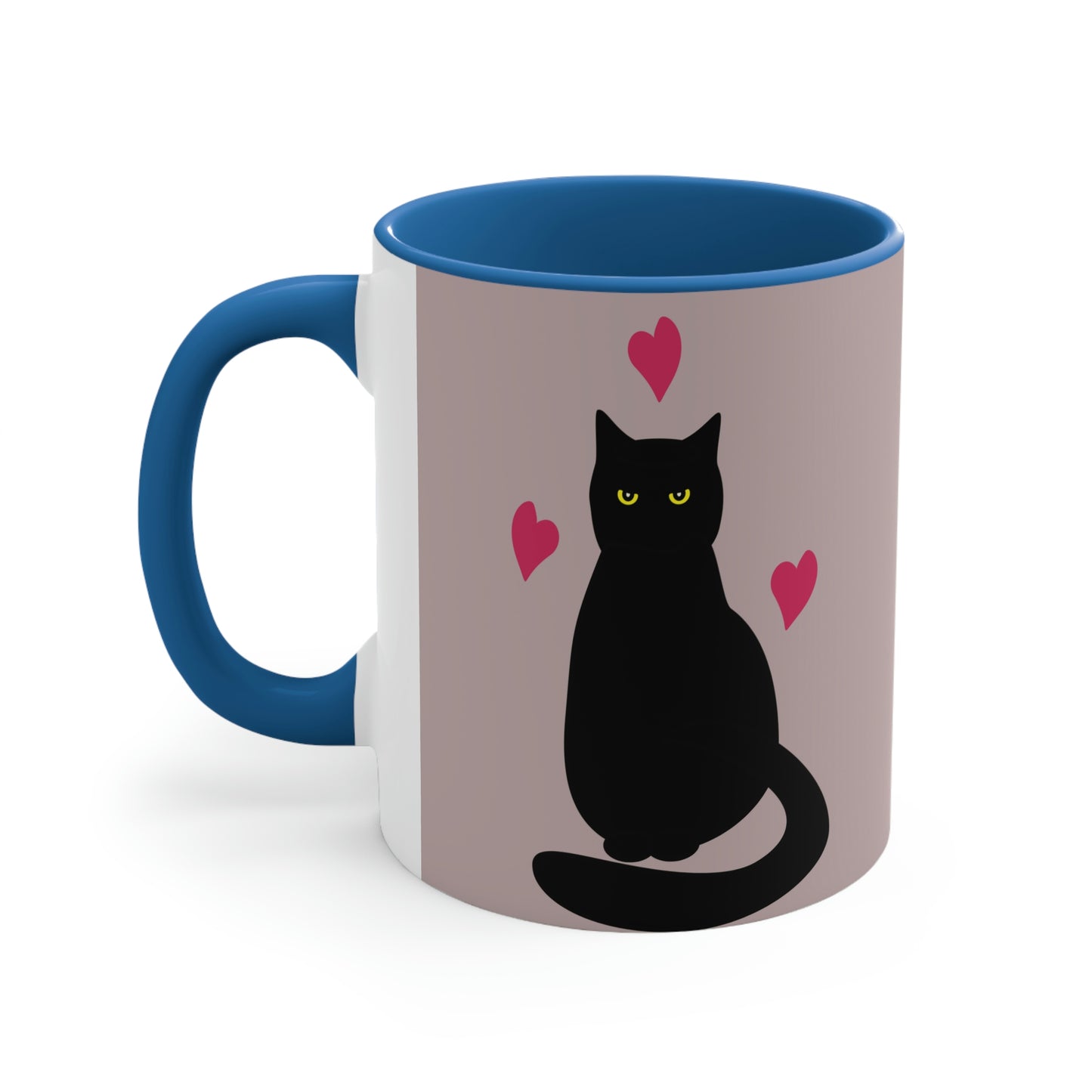 Black Cat with Heart Love Classic Accent Coffee Mug 11oz