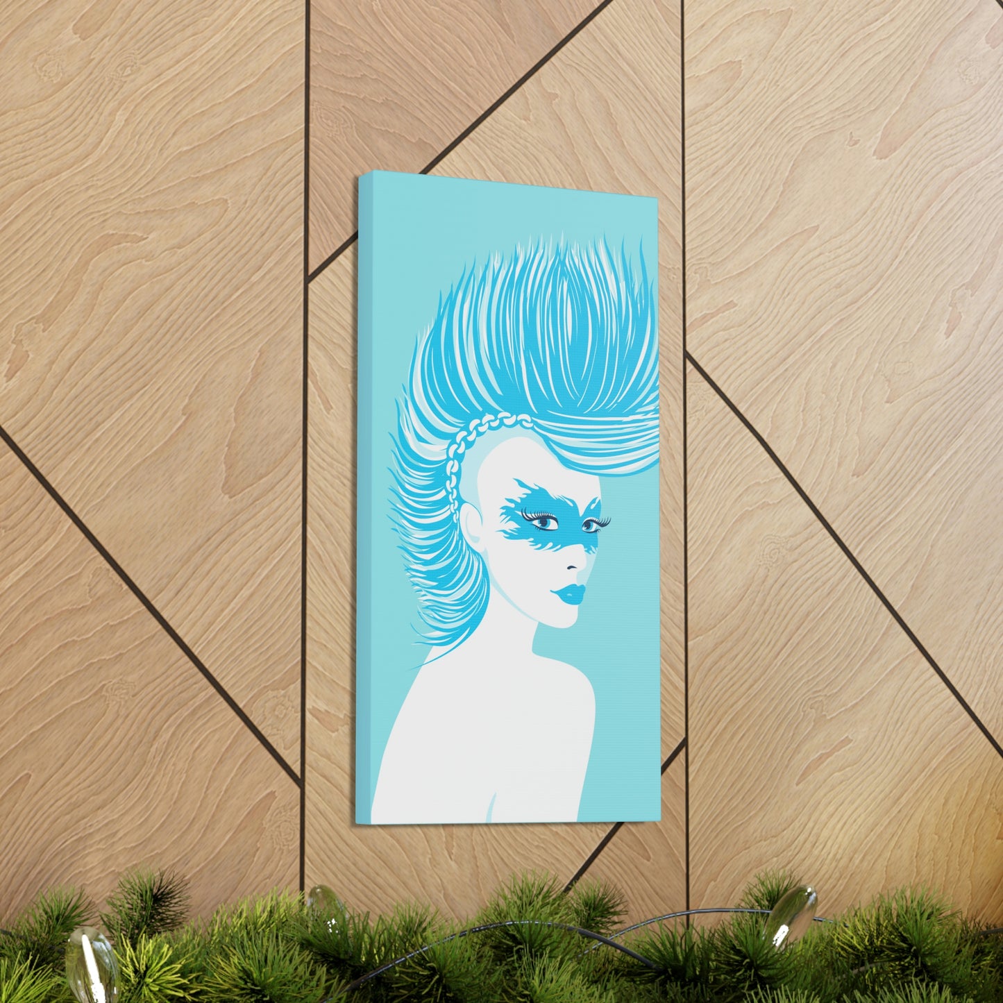 Blue Punk Woman Art Unique Edgy Graphic Aesthetic Classic Art Canvas Gallery Wraps