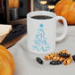 Love Christmas Happy Holidays Minimal Art Сalligraphy Blue Ceramic Mug 11oz