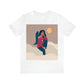 Women Angel Portrait Sitting On Clouds Cartoon Art Unisex Jersey Short Sleeve T-Shirt