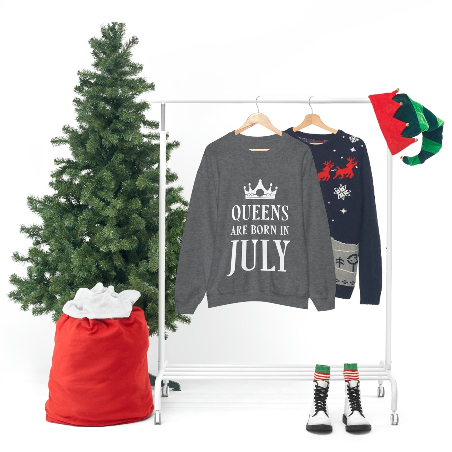 Queens Are Born in July Happy Birthday Unisex Heavy Blend™ Crewneck Sweatshirt