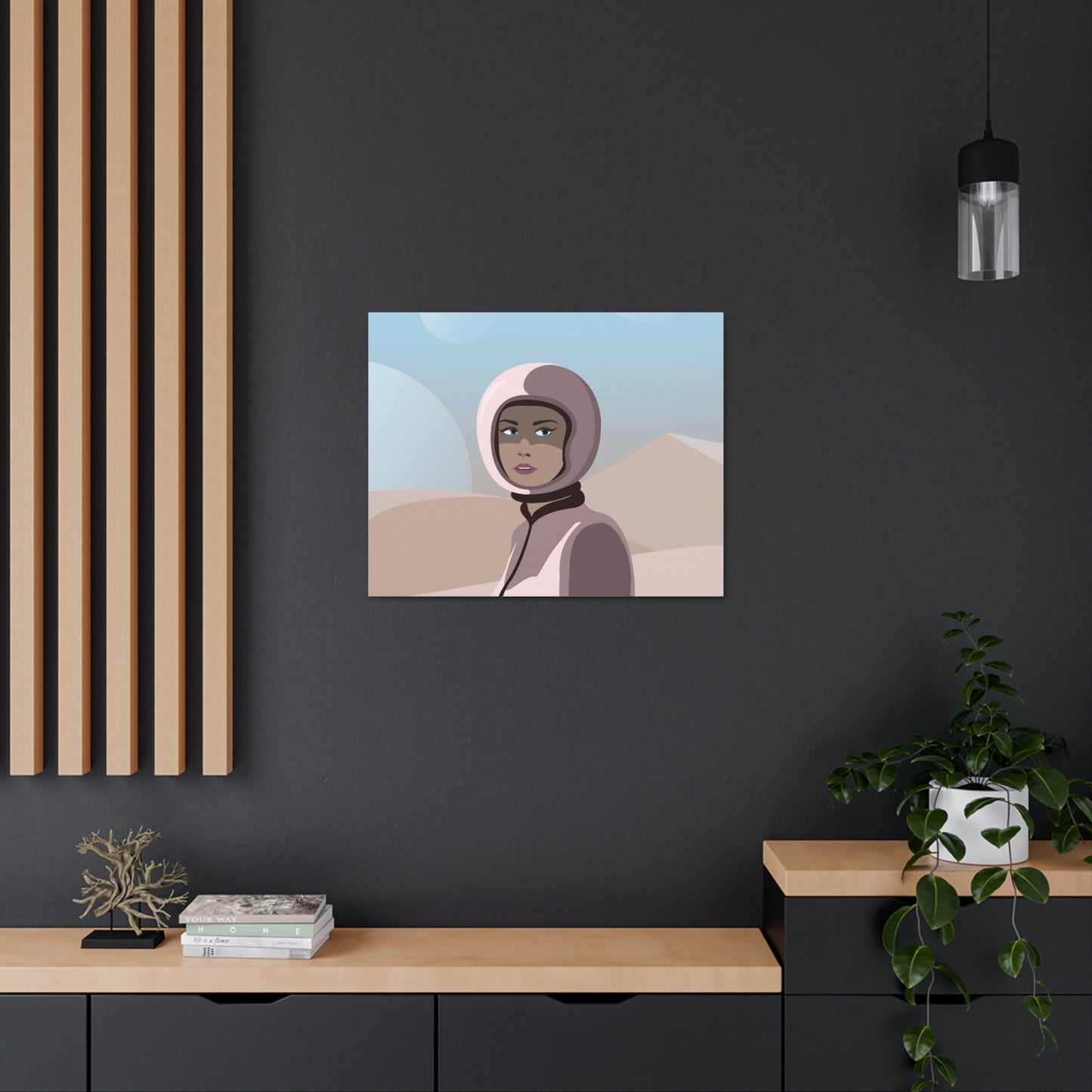 Astronaut Woman Aliens Minimal Aesthetic Classic Art Canvas Gallery Wraps