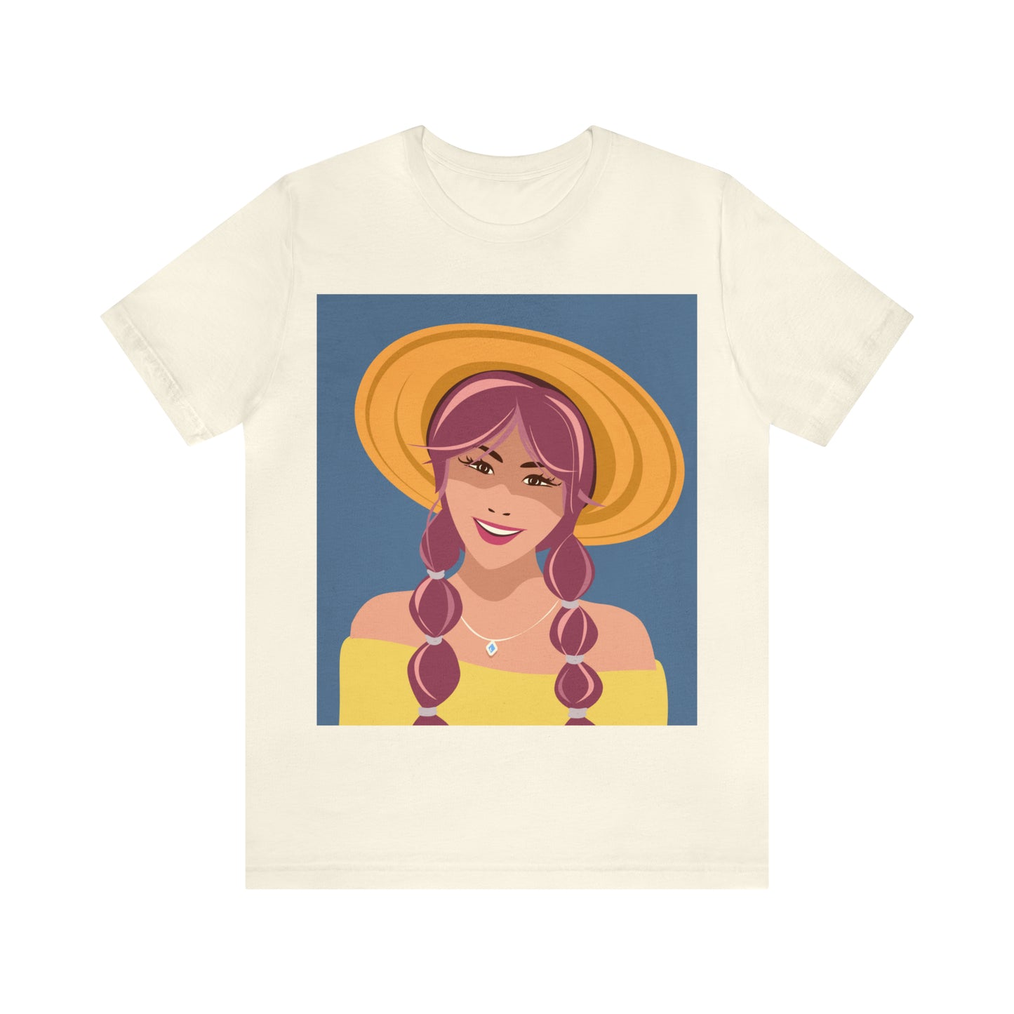 Happy Woman with Rose Hair Aesthetic Art Unisex Jersey Short Sleeve T-Shirt