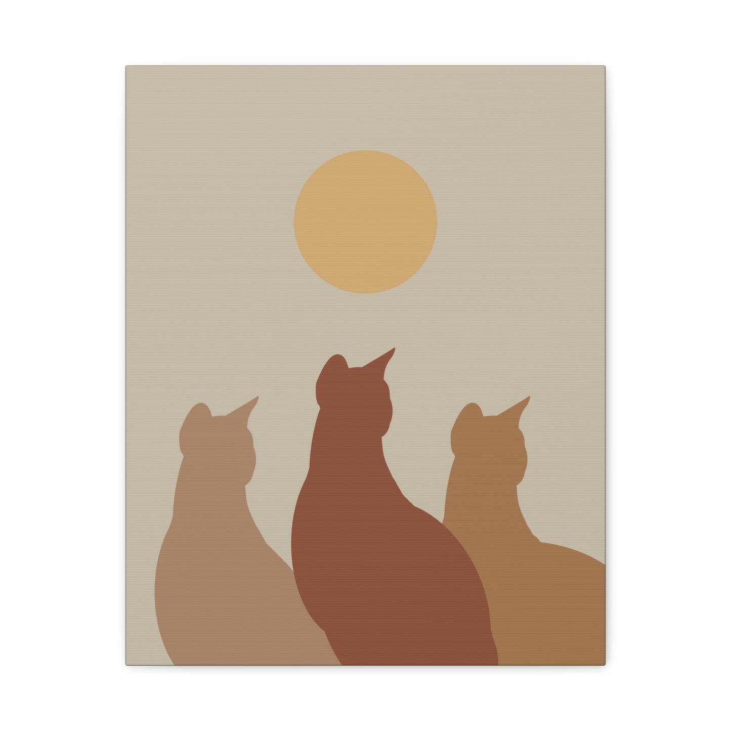 Abstract Boho Cats Relaxed Aesthetic Beige Minimalist Classic Art Canvas Gallery Wraps