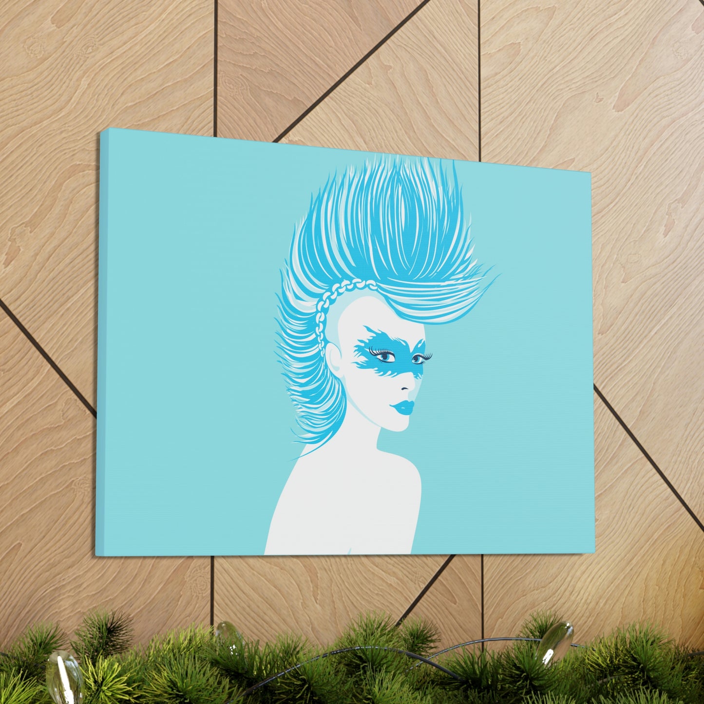 Blue Punk Woman Art Unique Edgy Graphic Aesthetic Classic Art Canvas Gallery Wraps