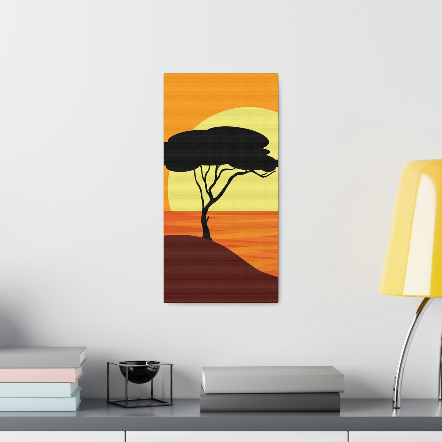 Africa Savanna Sunset Minimal Landscape View Aesthetic Classic Art Canvas Gallery Wraps