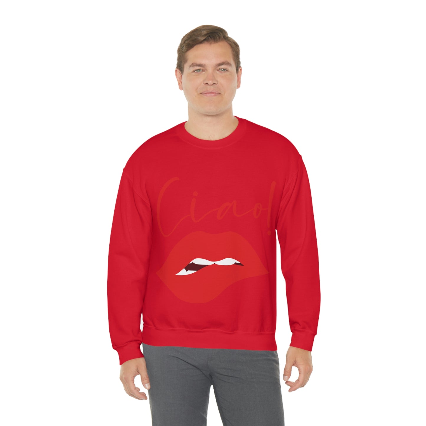 Ciao Hello Goodbye Red Lips Lipstick Unisex Heavy Blend™ Crewneck Sweatshirt