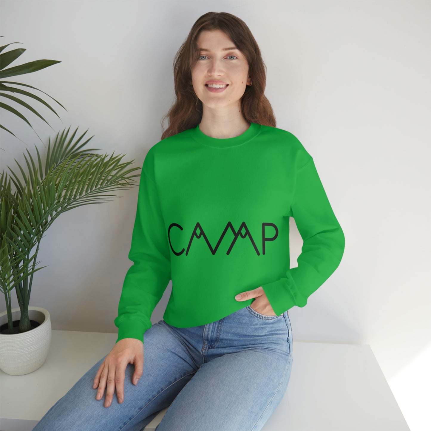 Camping Typography Minimal Art Unisex Heavy Blend™ Crewneck Sweatshirt