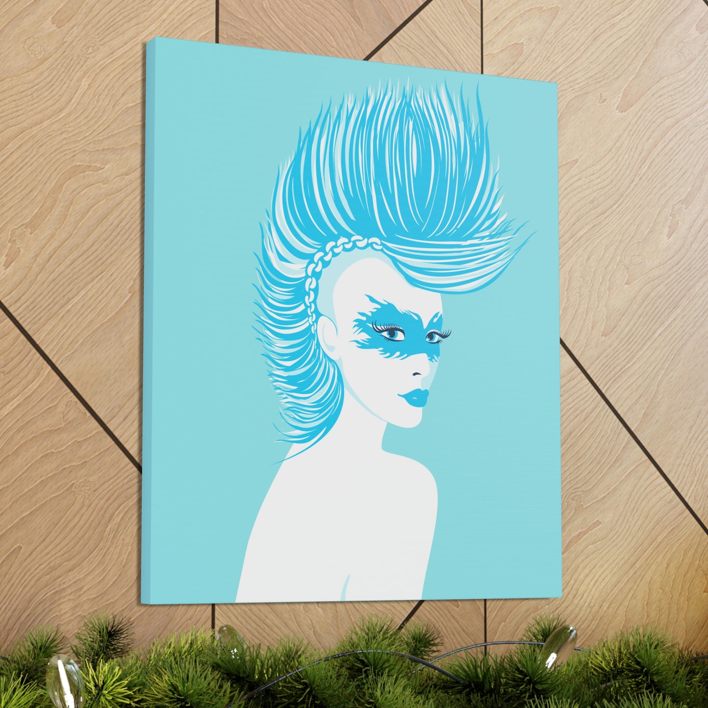 Blue Punk Woman Art Unique Edgy Graphic Aesthetic Classic Art Canvas Gallery Wraps