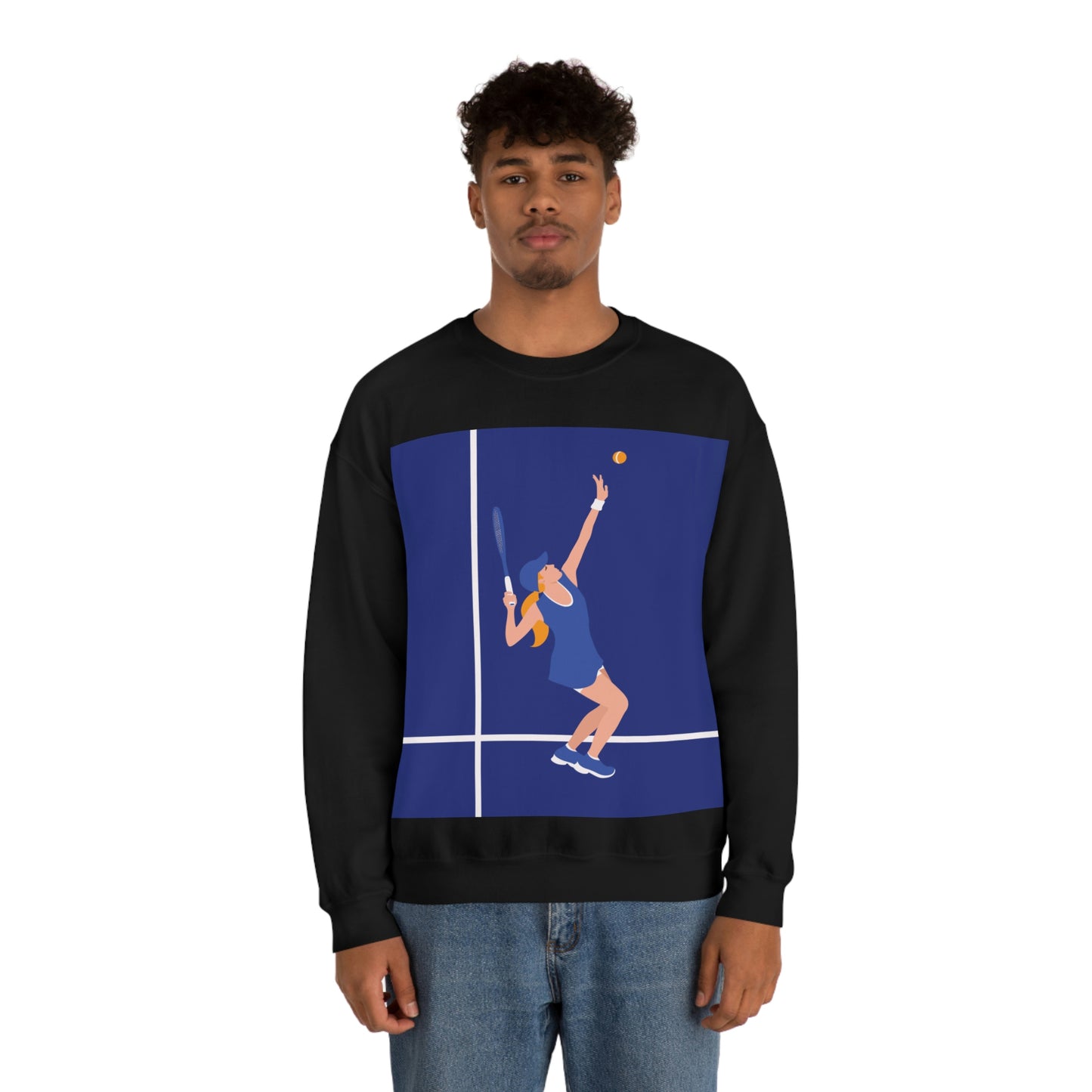 Tennis Player Blue Art Sports Team Unisex Heavy Blend™ Crewneck Sweatshirt