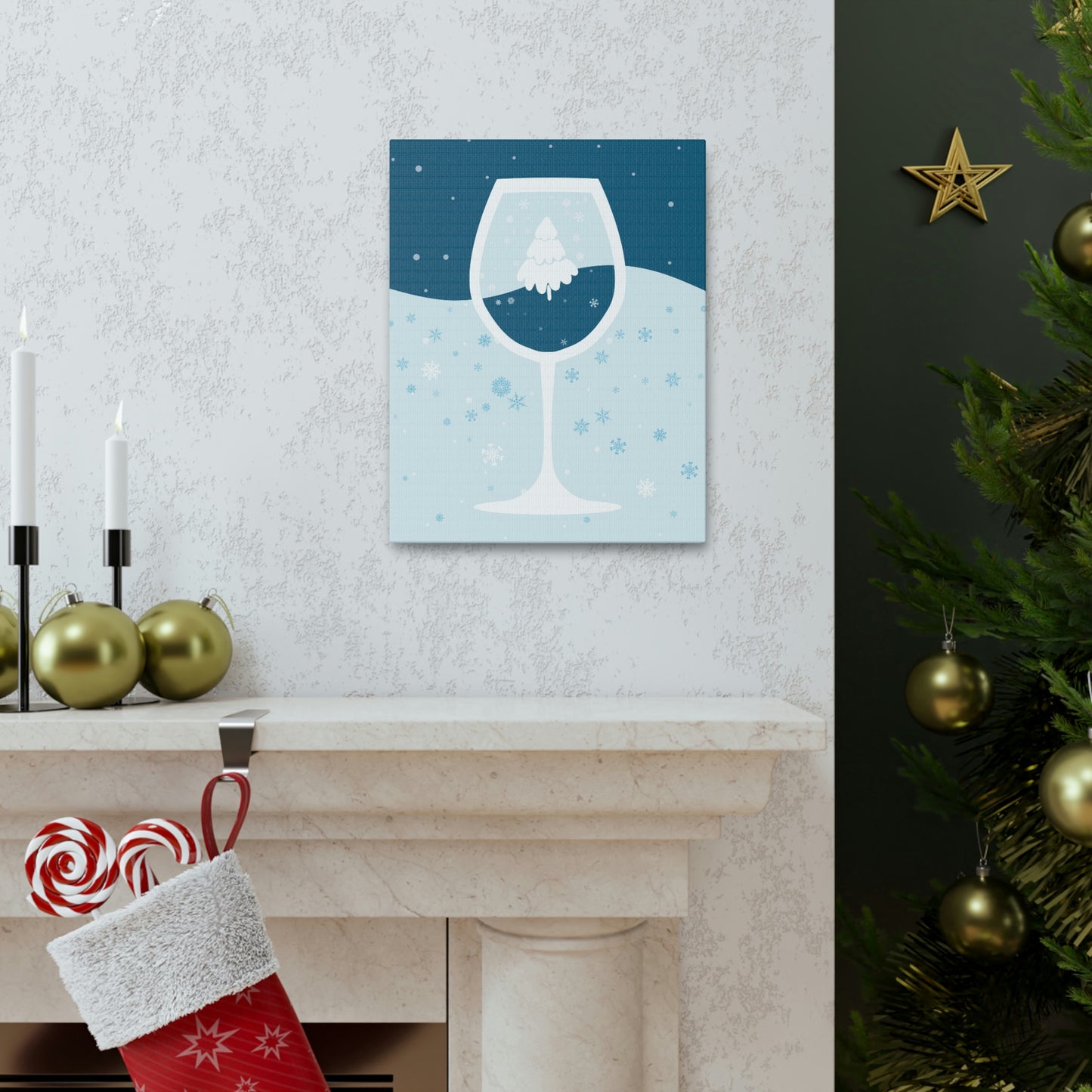 Ice Wine Winter Holidays Aesthetic Classic Art Canvas Gallery Wraps