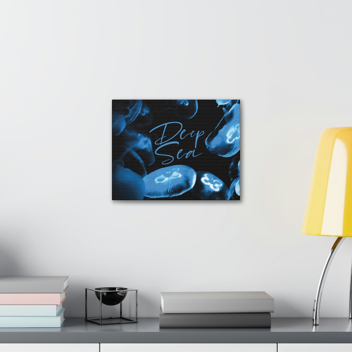 Deep Sea Jellyfish Silhouette Eco Friendly Life Sign Aesthetic Classic Art Canvas Gallery Wraps