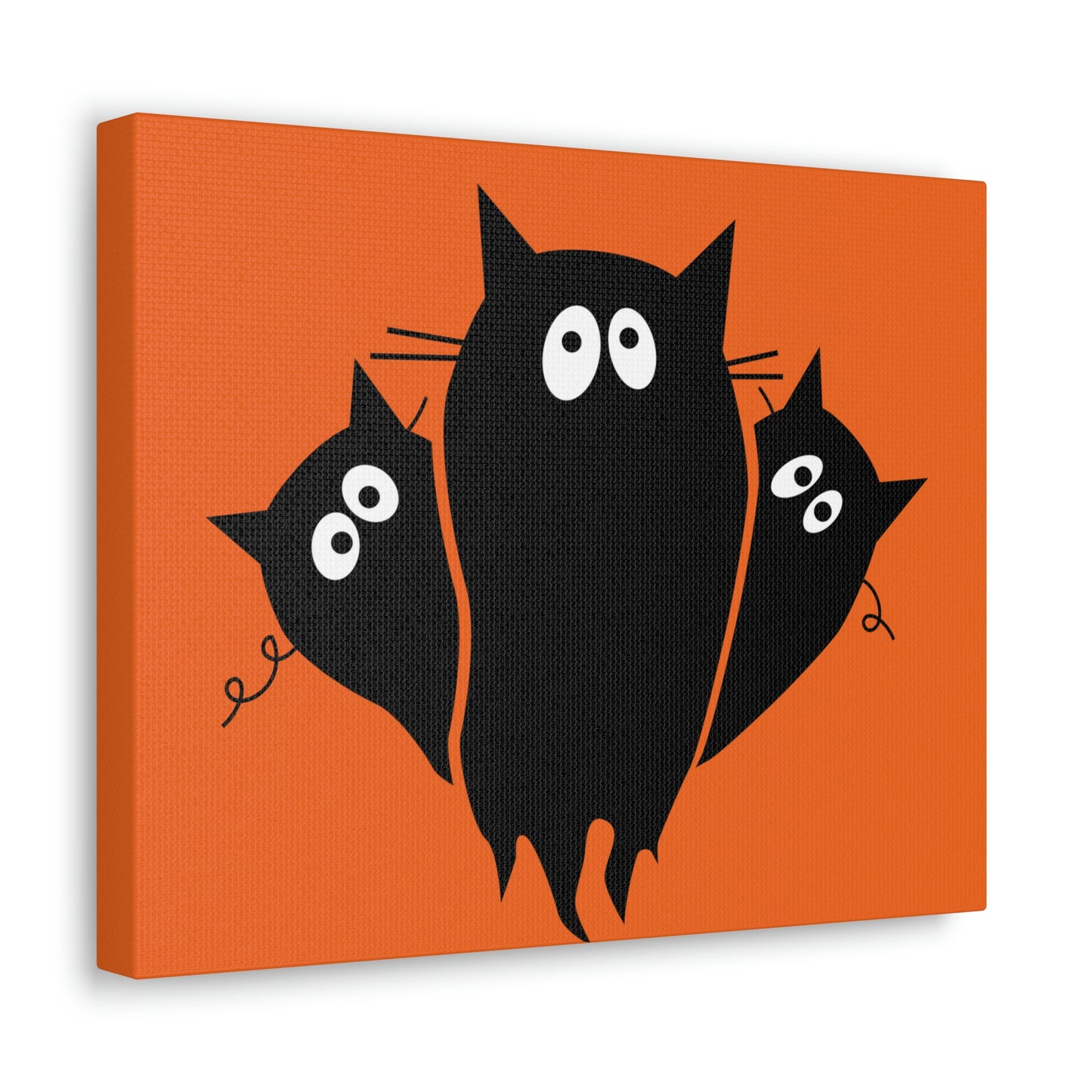 Funny Black Cats Lovers Watching Eyes Cartoon Halloween Meme Aesthetic Classic Art Canvas Gallery Wraps