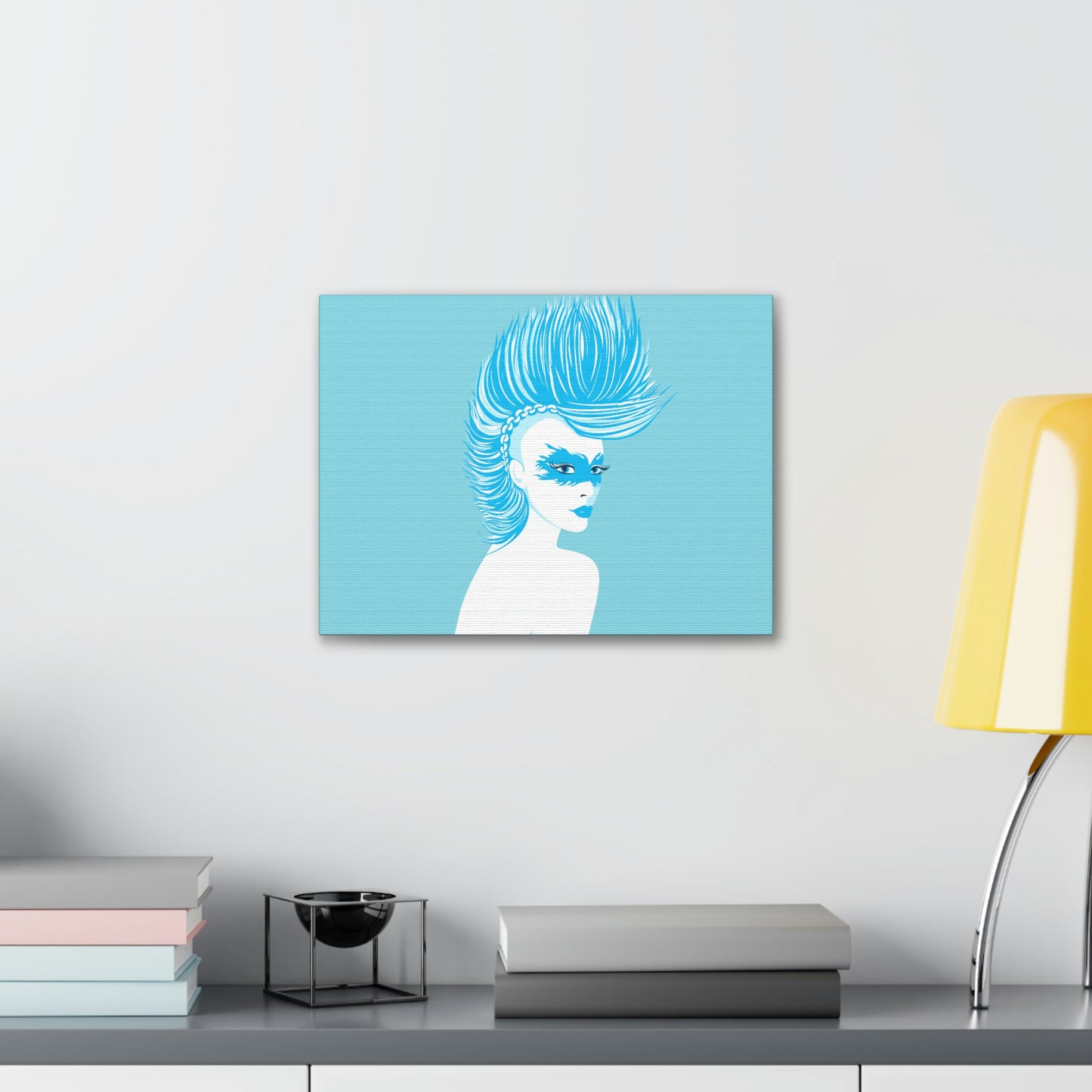 Blue Punk Woman Art Unique Edgy Graphic Aesthetic Classic Art Canvas Gallery Wraps