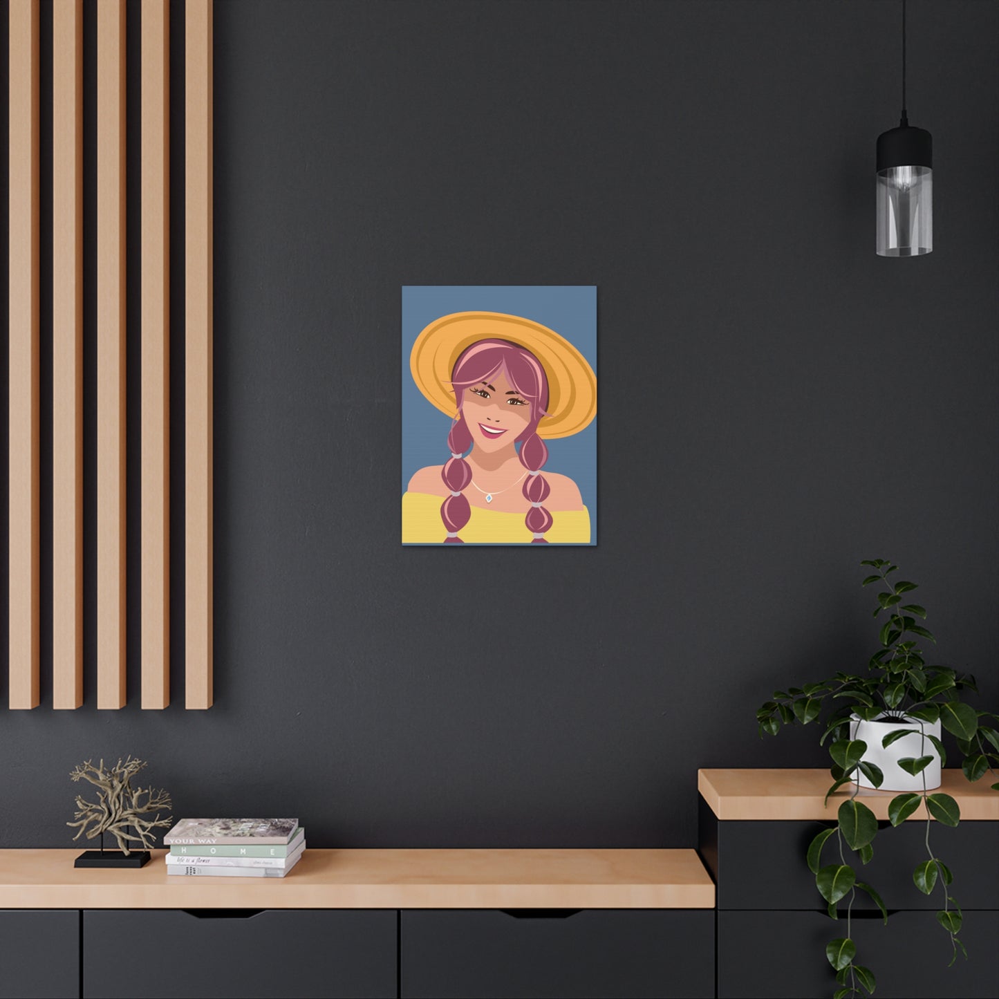 Happy Woman with Rose Hair Aesthetic Art Canvas Gallery Wraps