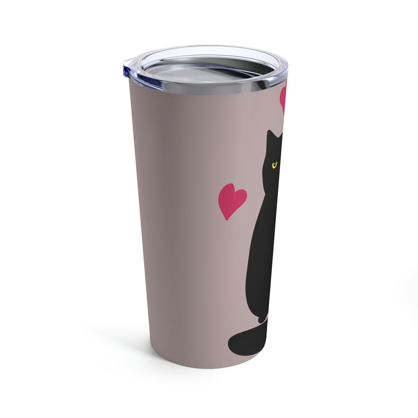 Black Cat with Heart Love Stainless Steel Hot or Cold Vacuum Tumbler 20oz