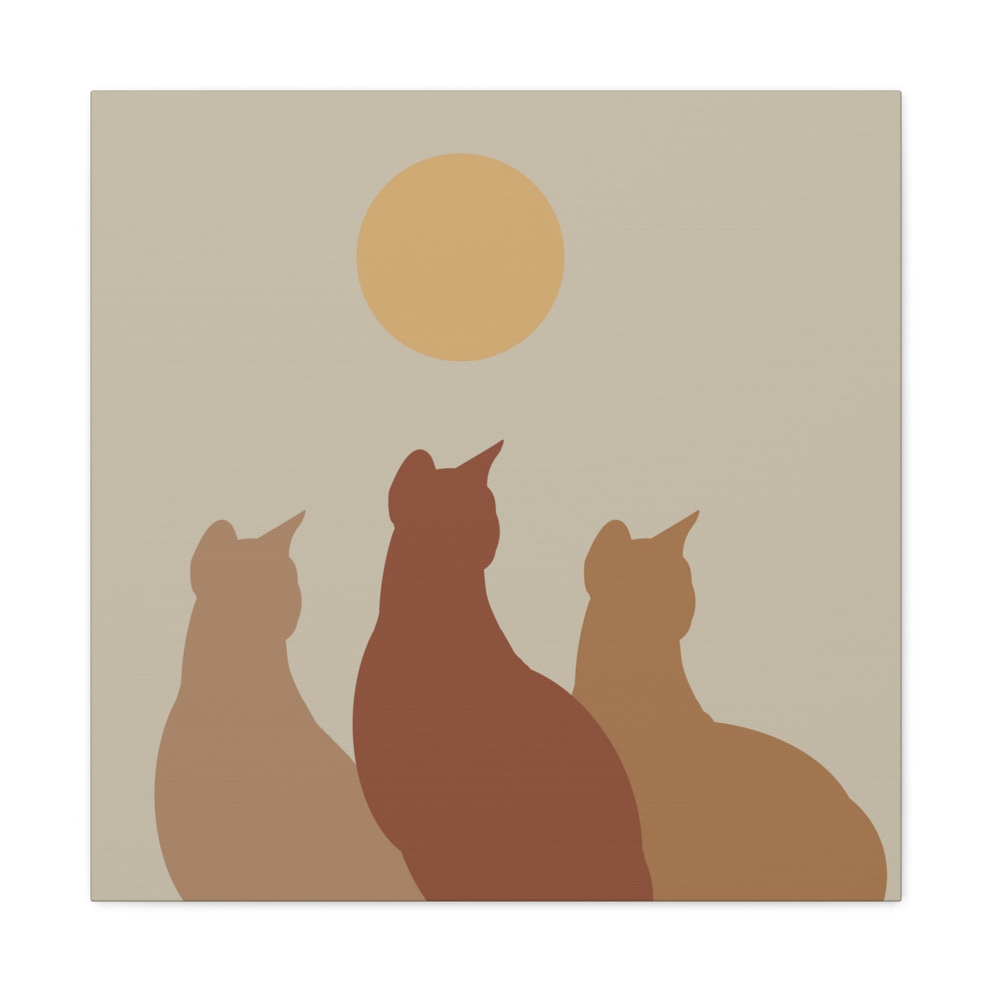 Abstract Boho Cats Relaxed Aesthetic Beige Minimalist Classic Art Canvas Gallery Wraps