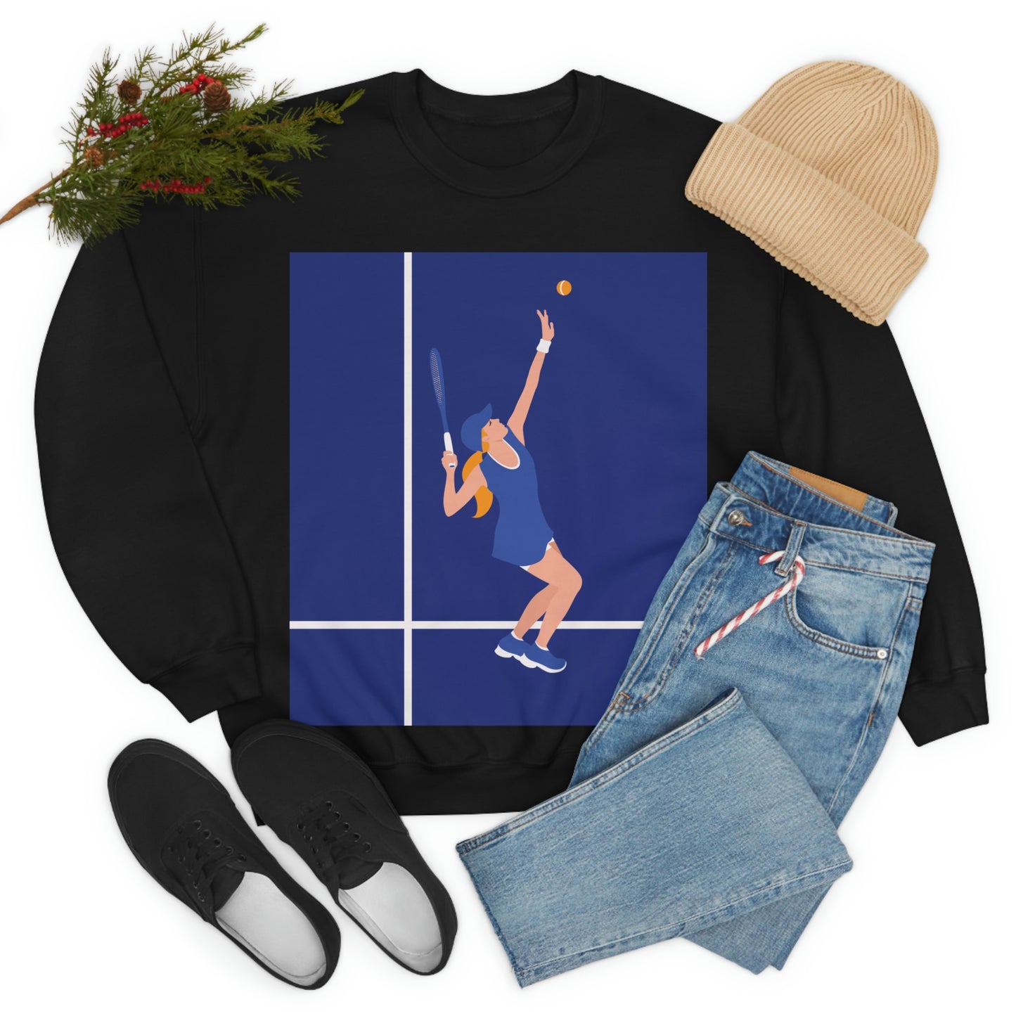 Tennis Player Blue Art Sports Team Unisex Heavy Blend™ Crewneck Sweatshirt