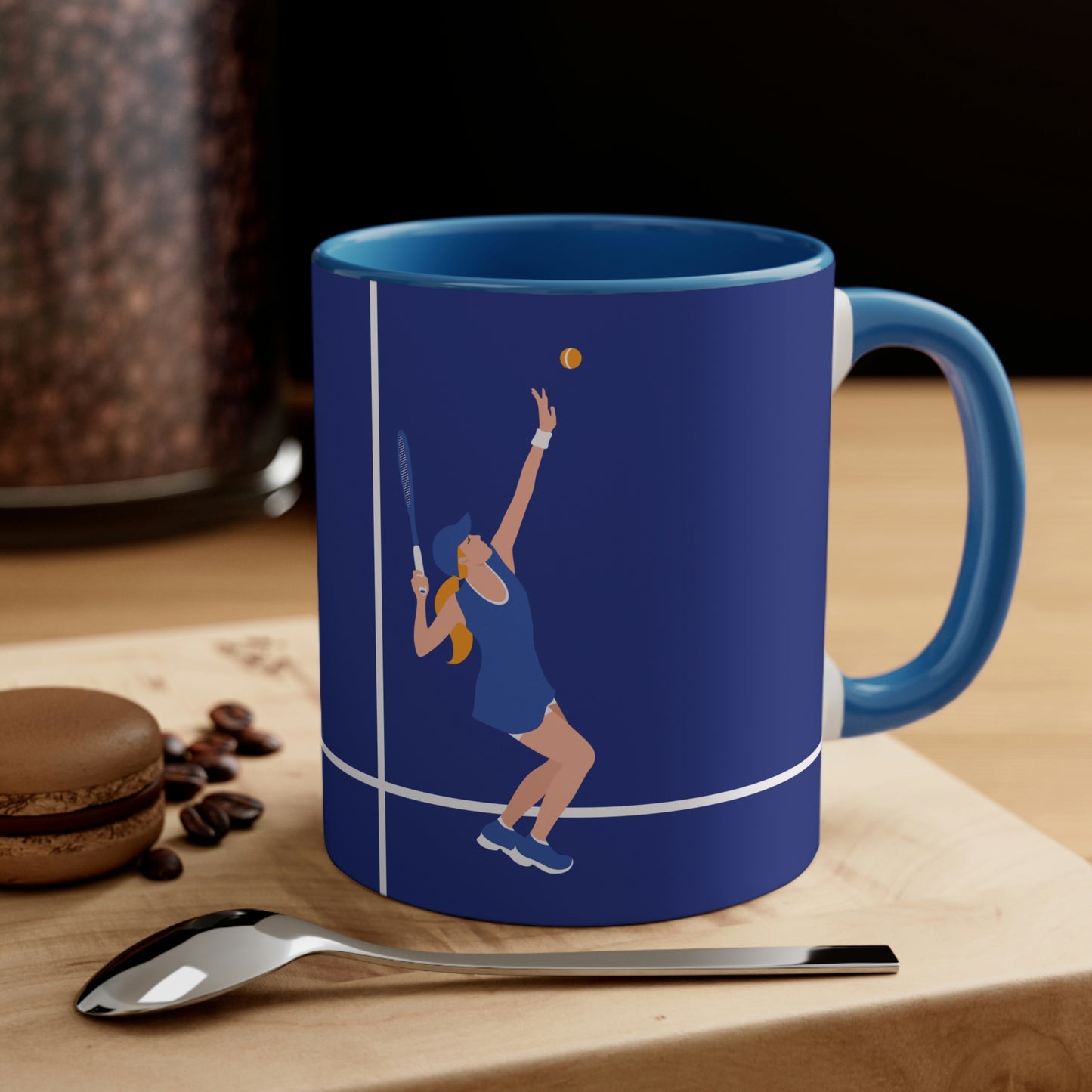 Tennis Player Blue Art Sports Team Accent Coffee Mug 11oz