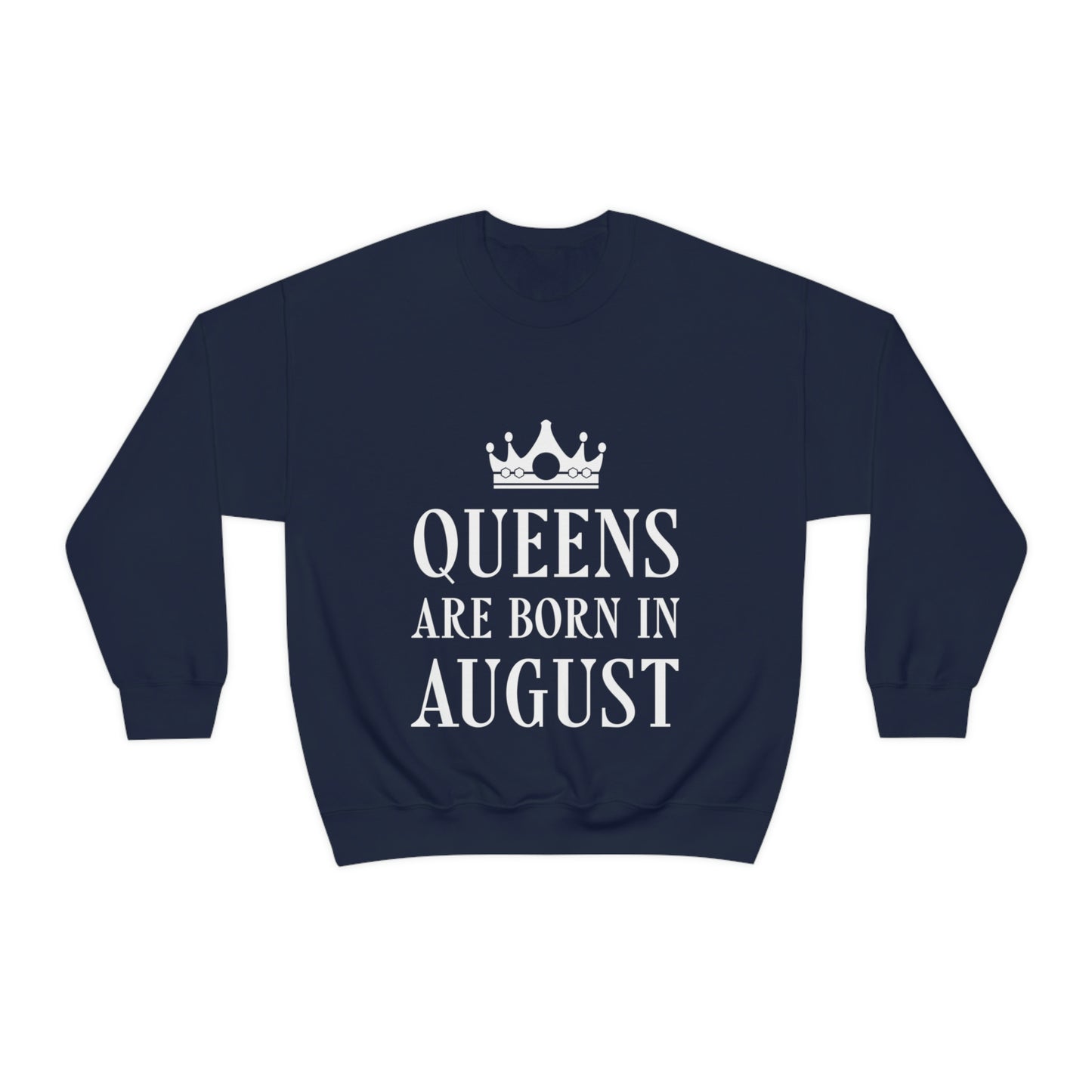 Queens Are Born in August Happy Birthday Unisex Heavy Blend™ Crewneck Sweatshirt