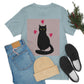 Black Cat with Heart Love Unisex Jersey Short Sleeve T-Shirt