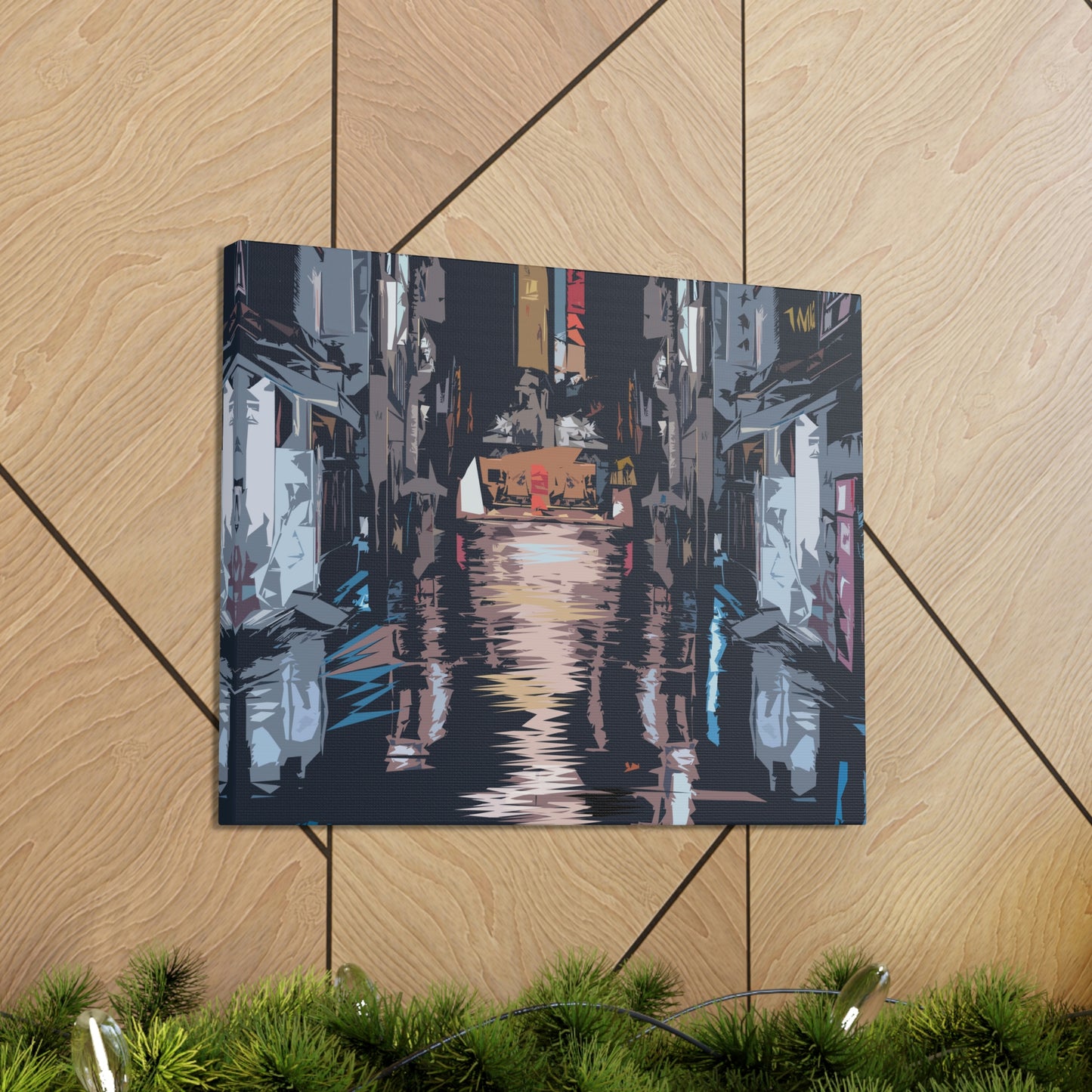 City Night Modern Abstract Classic Art Canvas Gallery Wraps