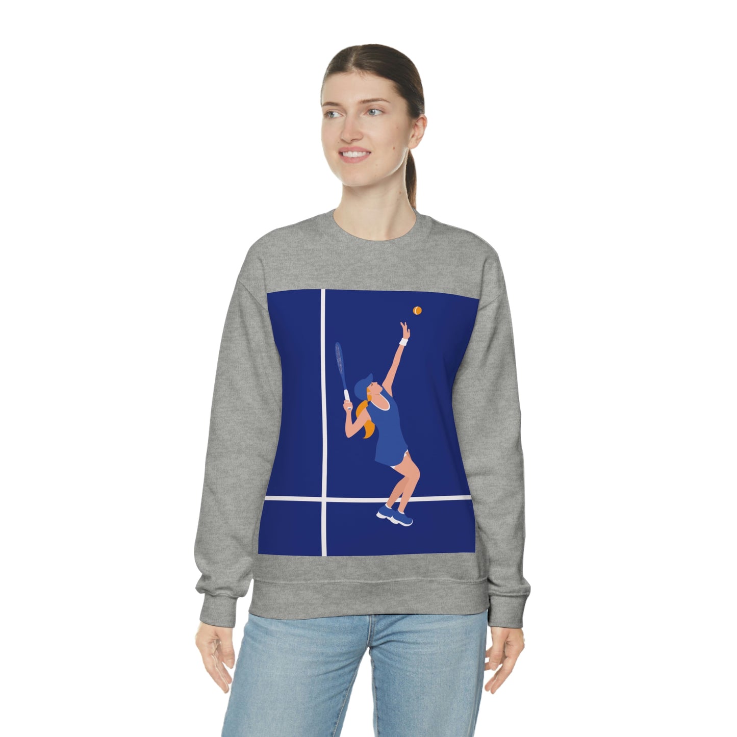 Tennis Player Blue Art Sports Team Unisex Heavy Blend™ Crewneck Sweatshirt