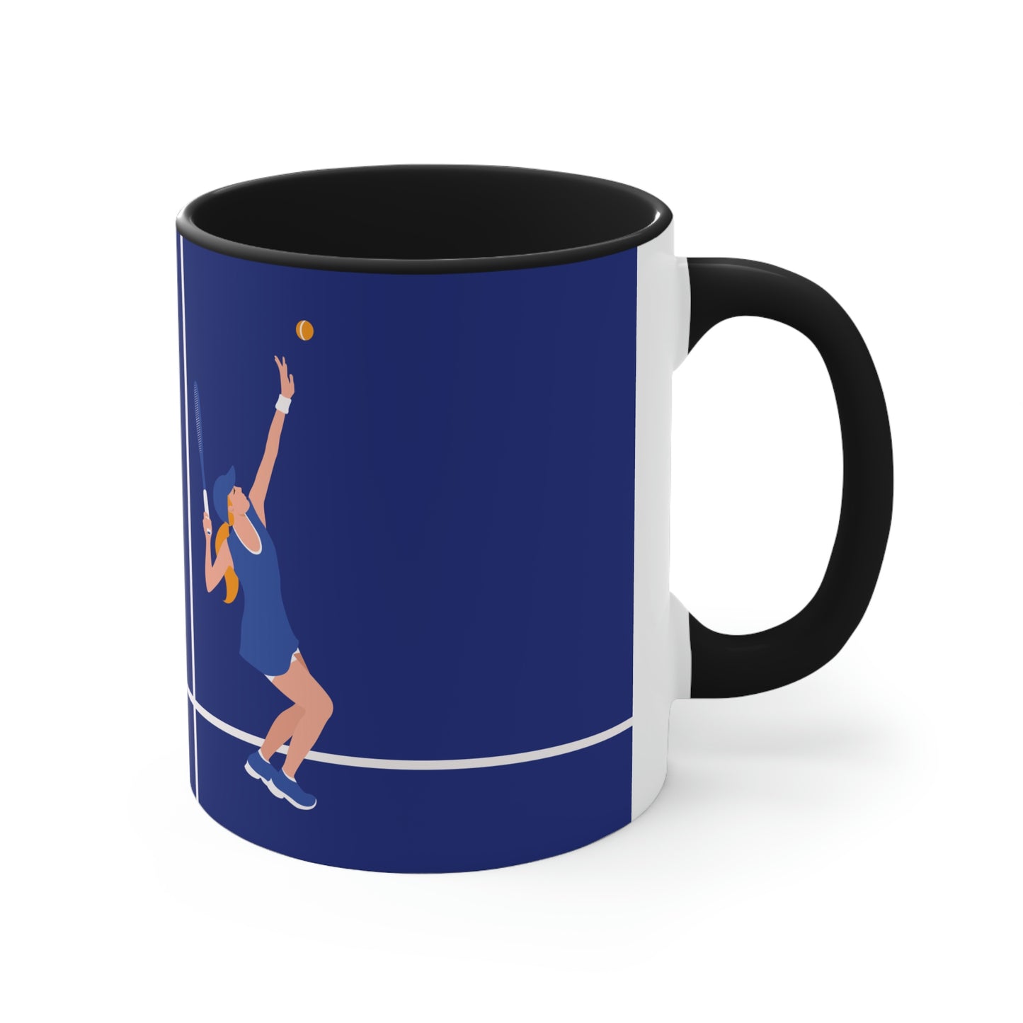 Tennis Player Blue Art Sports Team Accent Coffee Mug 11oz