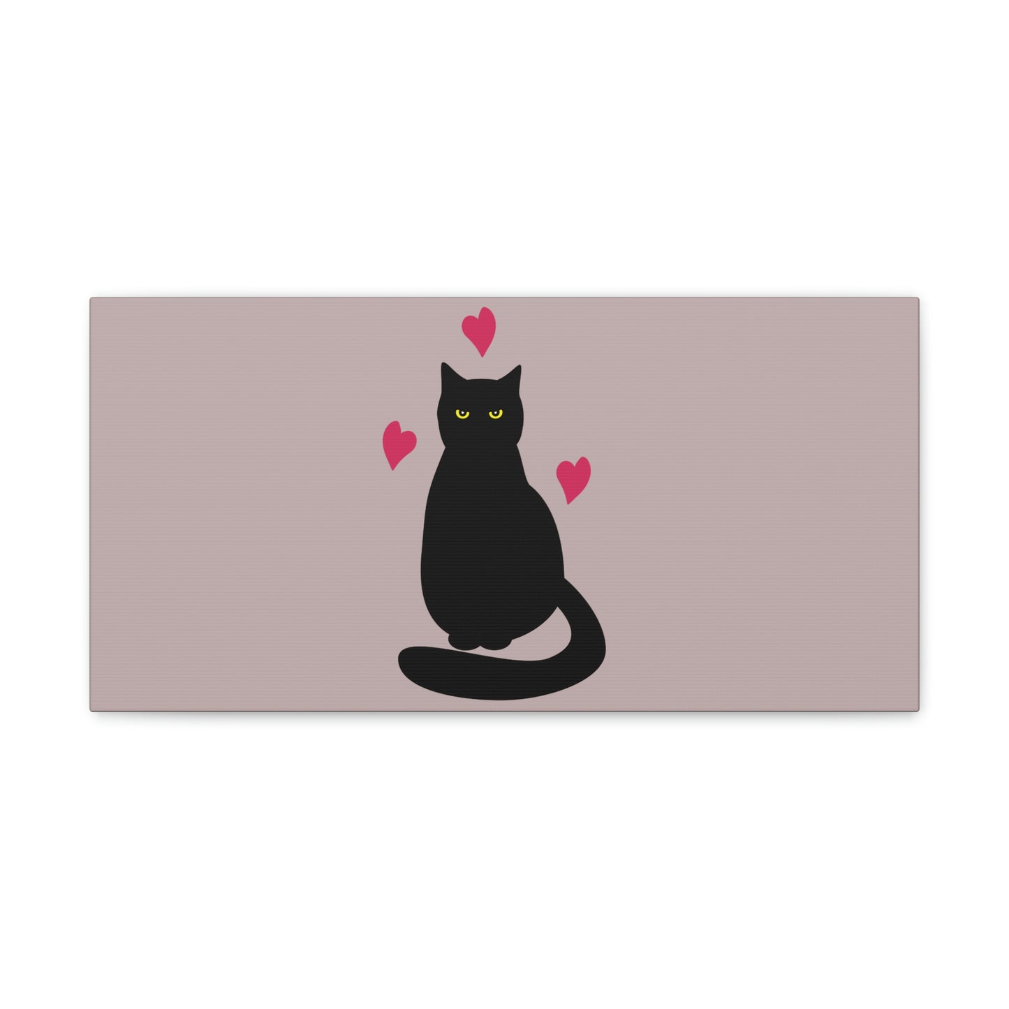 Black Cat with Heart Love Aesthetic Classic Art Canvas Gallery Wraps